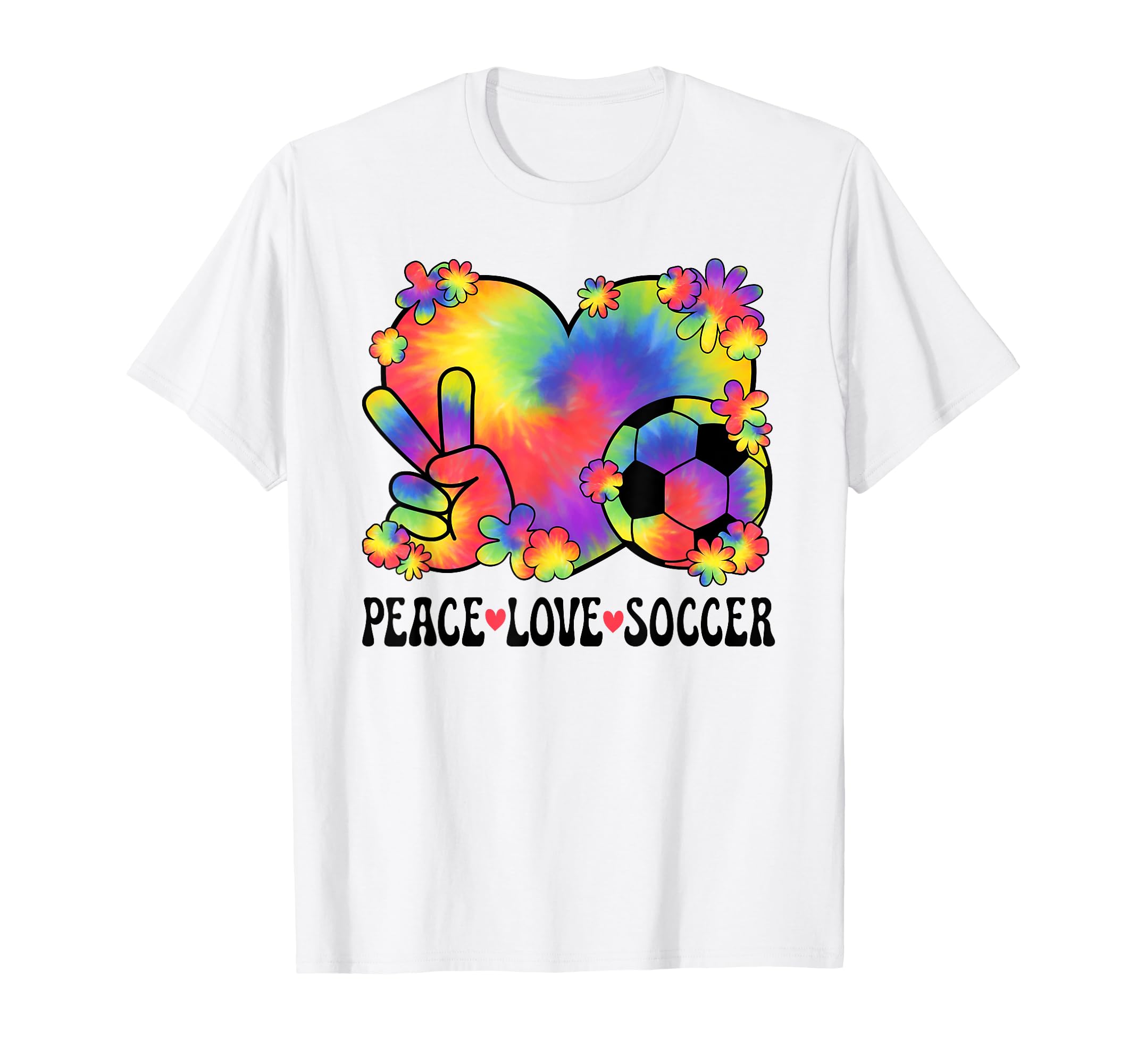 Peace Love Soccer Lover 60S 70S T-Shirt - Novelty Apparel for Adults - T-Shirt, Sweatshirt, Hoodie