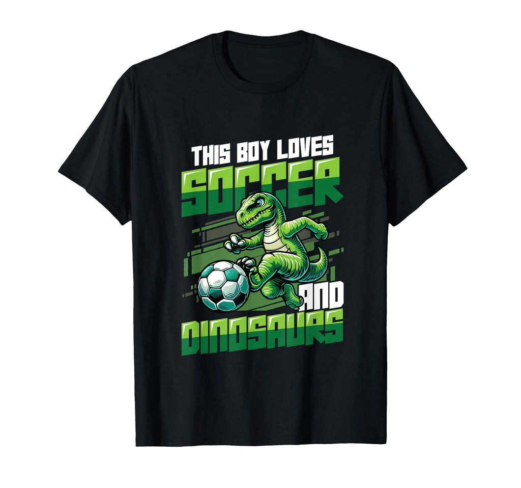 This Loves Soccer And Dinosaurs Playing T-Shirt - Custom Art Print Unisex - T-Shirt, Sweatshirt, Hoodie