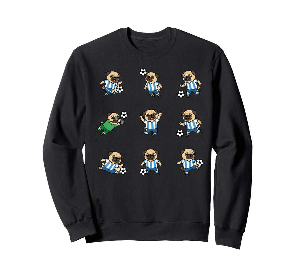 Pug Soccer Player Funny Dog Football Sweatshirt - Custom Art Print Unisex - T-Shirt, Sweatshirt, Hoodie