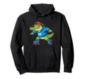 Funny Alligator Roller Skates Skater Hoodie - Fun Novelty Design Men Women - T-Shirt, Sweatshirt, Hoodie