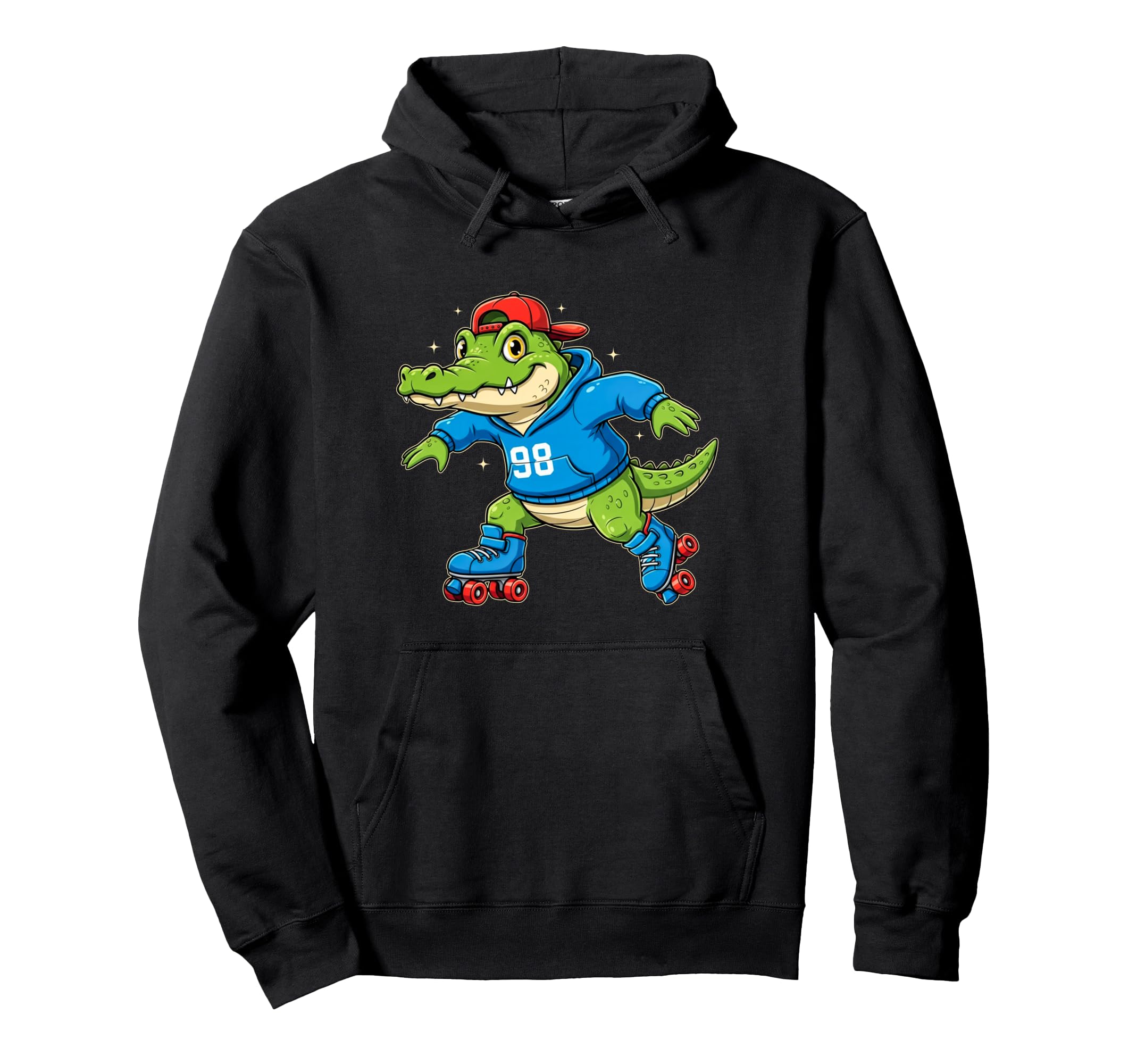 Funny Alligator Roller Skates Skater Hoodie - Fun Novelty Design Men Women - T-Shirt, Sweatshirt, Hoodie