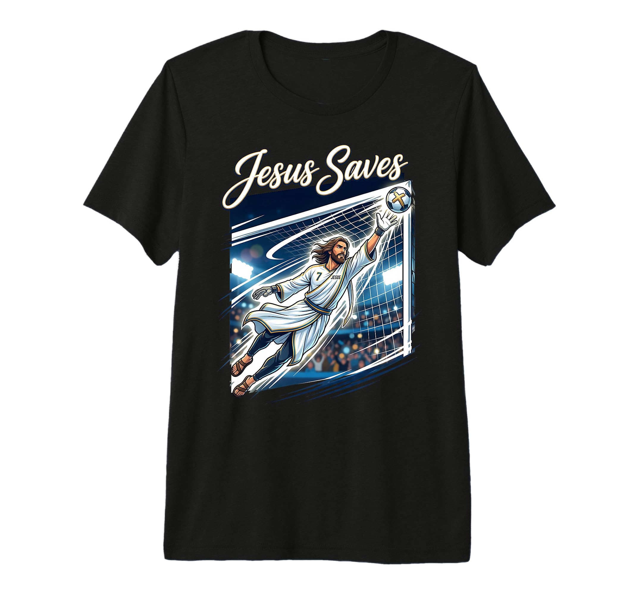 Jesus Christ Saves Christian Soccer T-Shirt - Graphic Print for Adults - T-Shirt, Sweatshirt, Hoodie