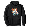 Funny Hamster Soccer Player Kicking Ball Hoodie - Unique Graphic Unisex - T-Shirt, Sweatshirt, Hoodie