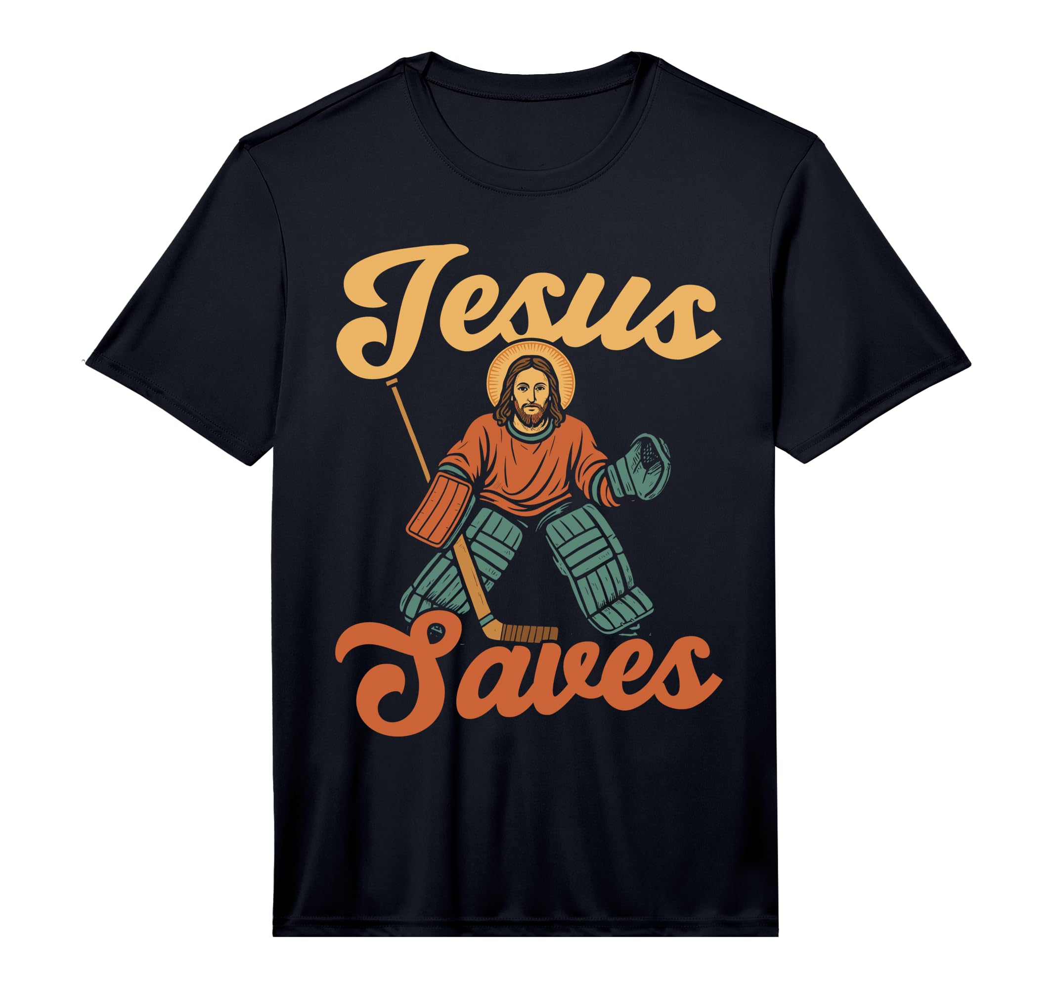 Ice Hockey Goalie Goalkeeper Jesus T-Shirt - Minimalist Print for Adults - T-Shirt, Sweatshirt, Hoodie