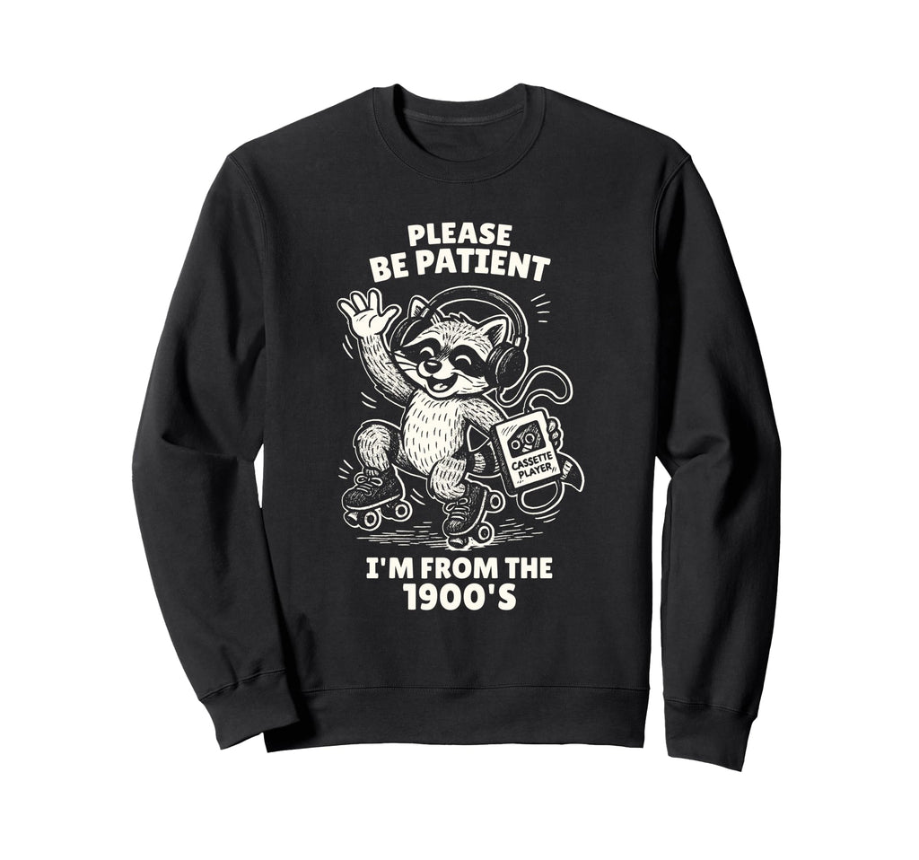 Raccoon 1900S Cassette Player Sweatshirt - Novelty Apparel Men Women - T-Shirt, Sweatshirt, Hoodie