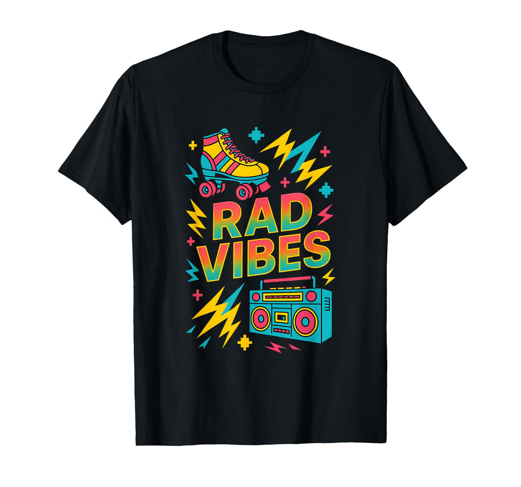 Rad Vibes Rainbow 80S Roller T-Shirt - Casual Everyday Wear for Adults - T-Shirt, Sweatshirt, Hoodie