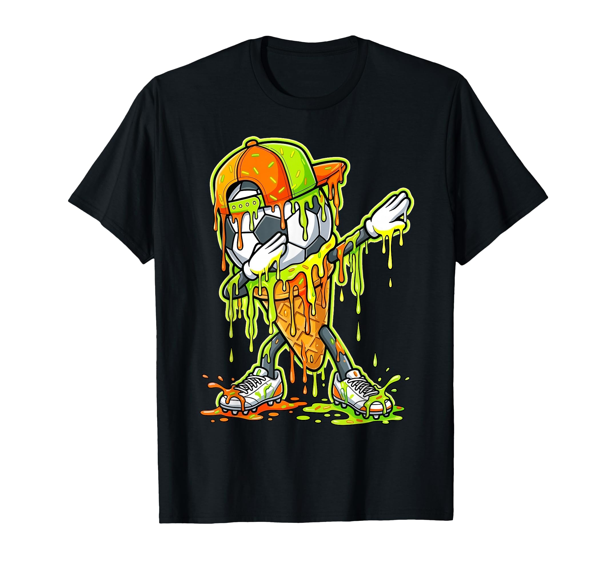 Funny Soccer Ball Dabbing Drip Ice Cream T-Shirt - Streetwear Style Unisex - T-Shirt, Sweatshirt, Hoodie