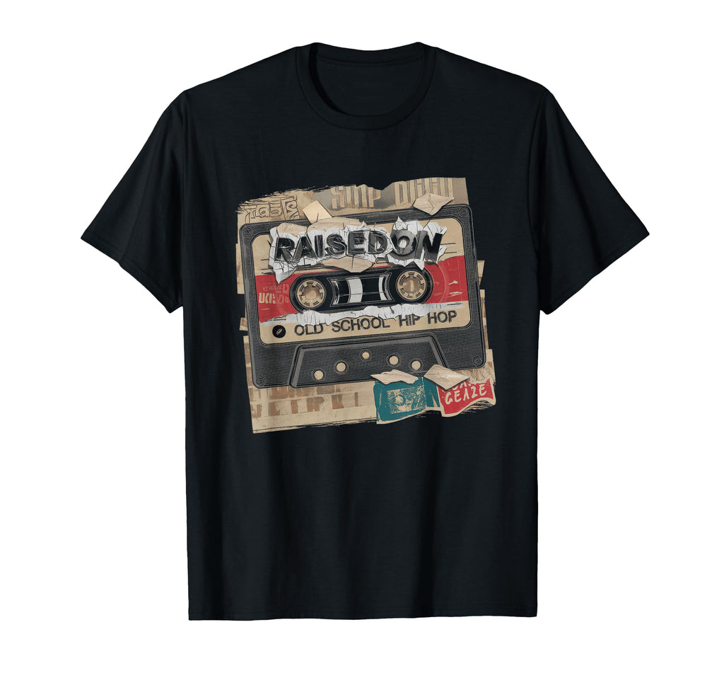 Raised Old School Hip Hop Cassette T-Shirt - Graphic Print for Adults - T-Shirt, Sweatshirt, Hoodie