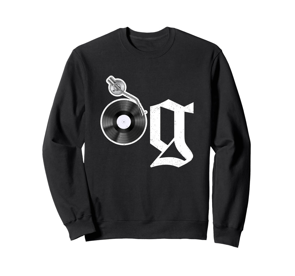 Old School Og Hip Hop Head Vinyl Sweatshirt - Fun Novelty Design Men Women - T-Shirt, Sweatshirt, Hoodie