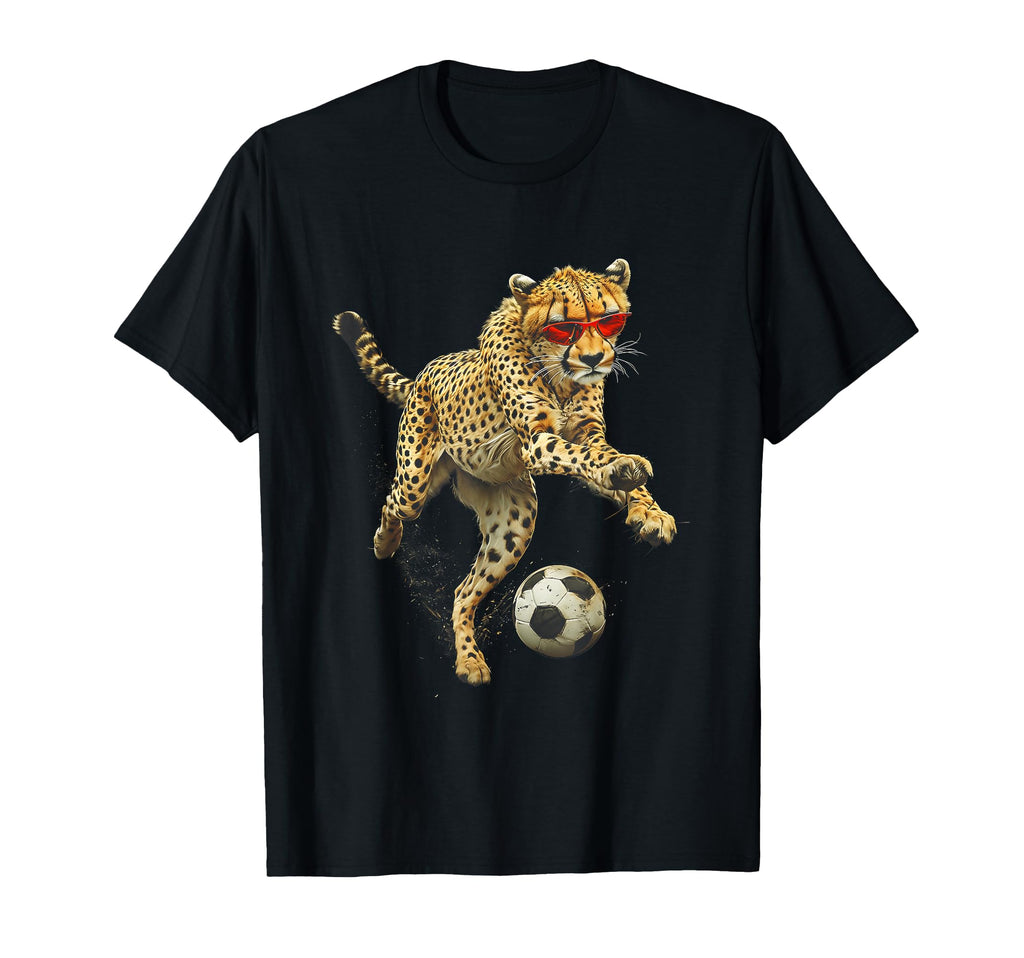 Speed Cheetah Playing Soccer Red T-Shirt - Unique Graphic for Adults - T-Shirt, Sweatshirt, Hoodie