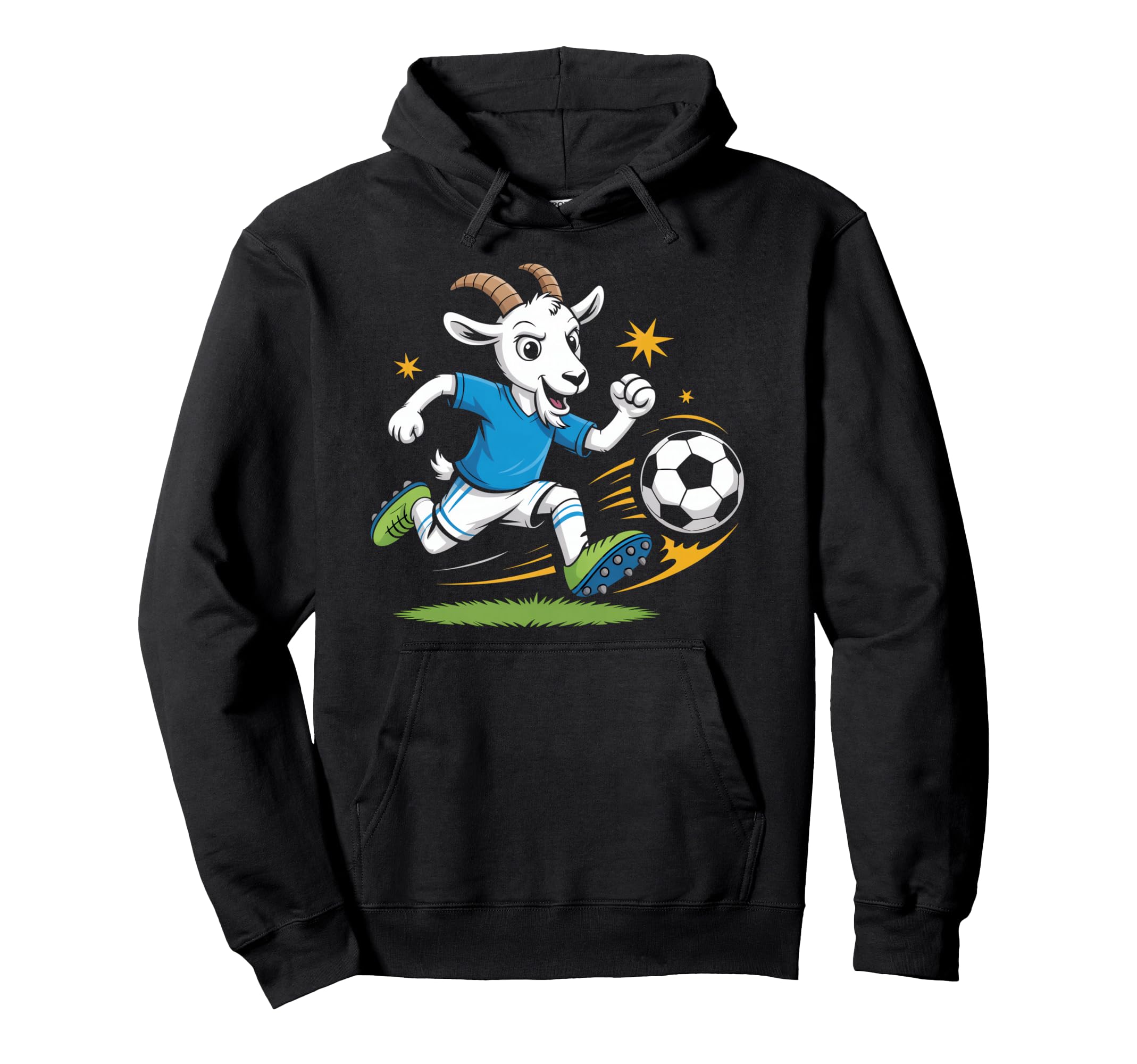 Football Goat Striker Cartoon Soccer Hoodie - Aesthetic Graphic for Adults - T-Shirt, Sweatshirt, Hoodie