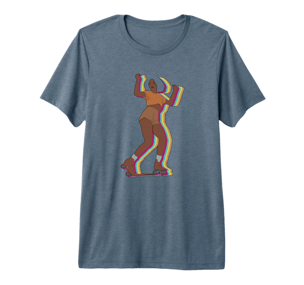 Womens 70S 80S Roller Skating Afro T-Shirt - Novelty Apparel for Adults - T-Shirt, Sweatshirt, Hoodie
