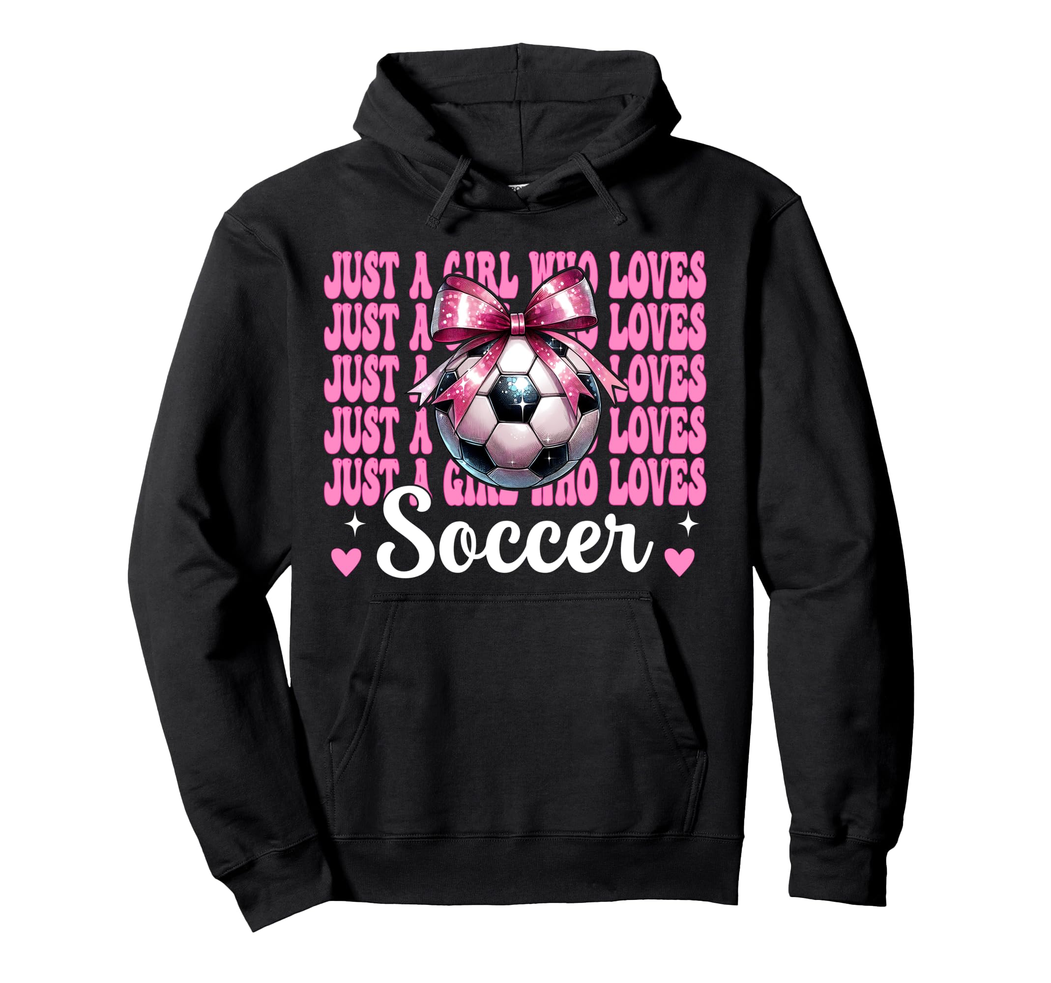 Just Who Loves Soccer Coquette Bow Hoodie - Trendy Graphic for Adults - T-Shirt, Sweatshirt, Hoodie