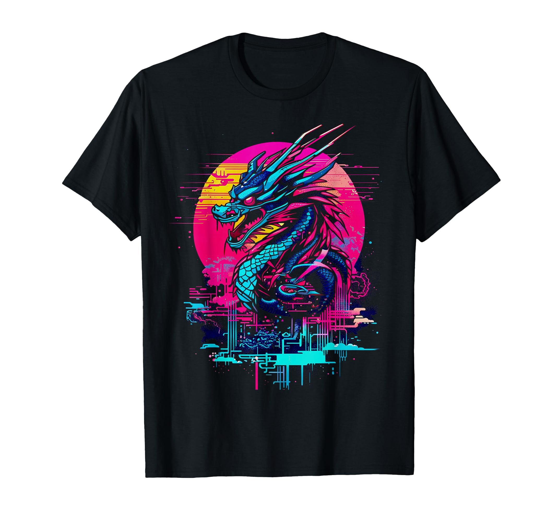 Cyberpunk Dragon Futuristic Outrun T-Shirt - Custom Art Print for Adults - T-Shirt, Sweatshirt, Hoodie