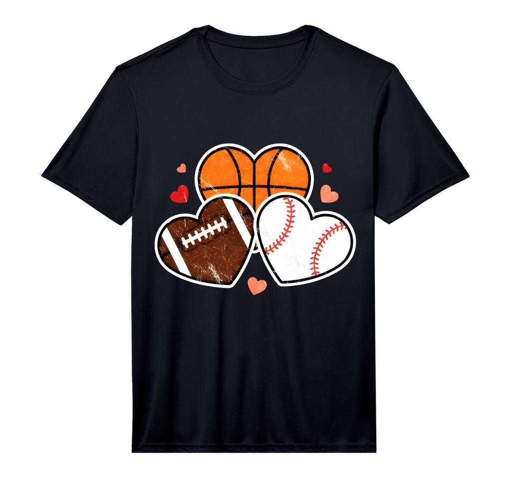 Heart Football Basketball Soccer T-Shirt - Trendy Graphic Men Women - T-Shirt, Sweatshirt, Hoodie