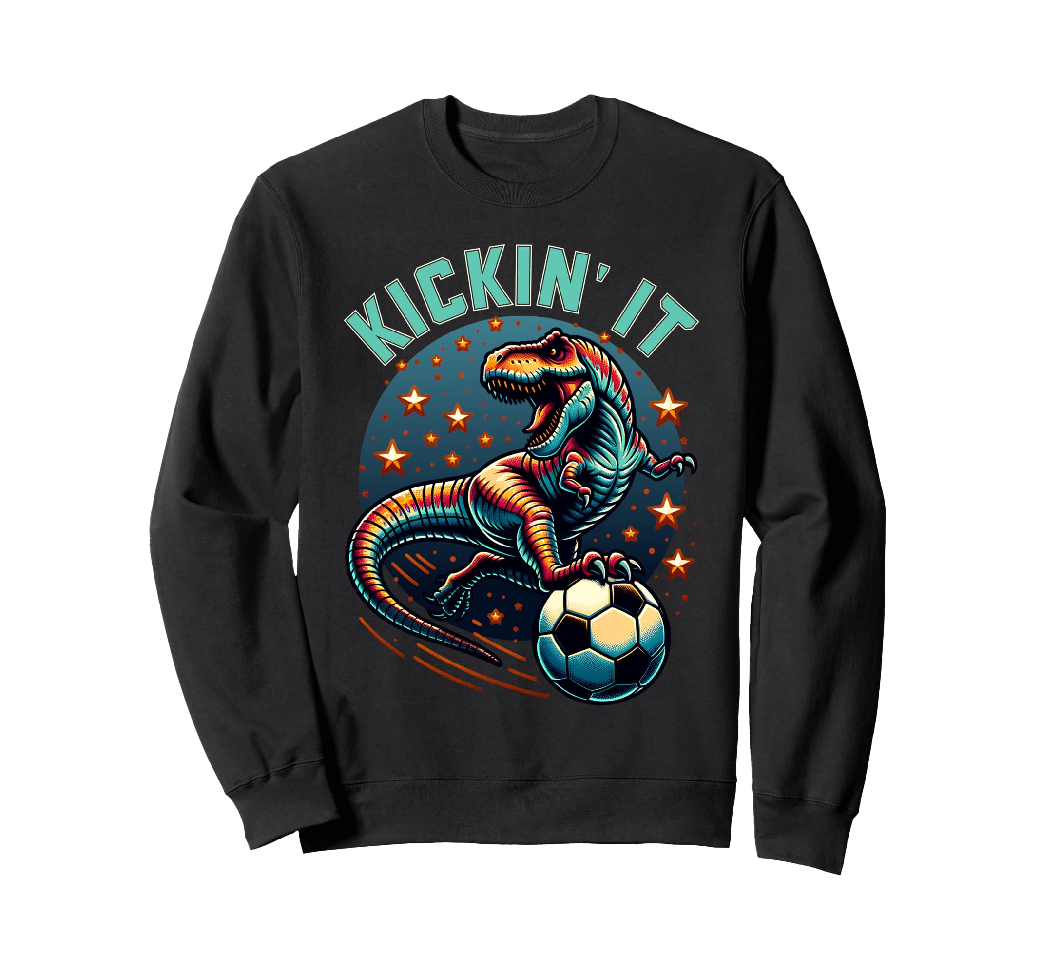 Kickin It T Rex Dinosaur Soccer Player Sweatshirt - Unique Graphic Unisex - T-Shirt, Sweatshirt, Hoodie