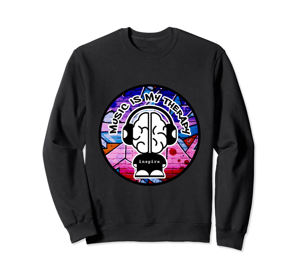 Inspire Brand Music Is My Therapy Sweatshirt - Novelty Apparel for Adults - T-Shirt, Sweatshirt, Hoodie