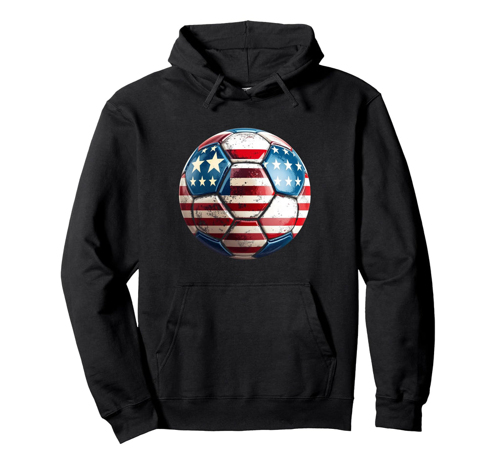 American Flag Soccer Ball Hoodie - Minimalist Print for Adults - T-Shirt, Sweatshirt, Hoodie