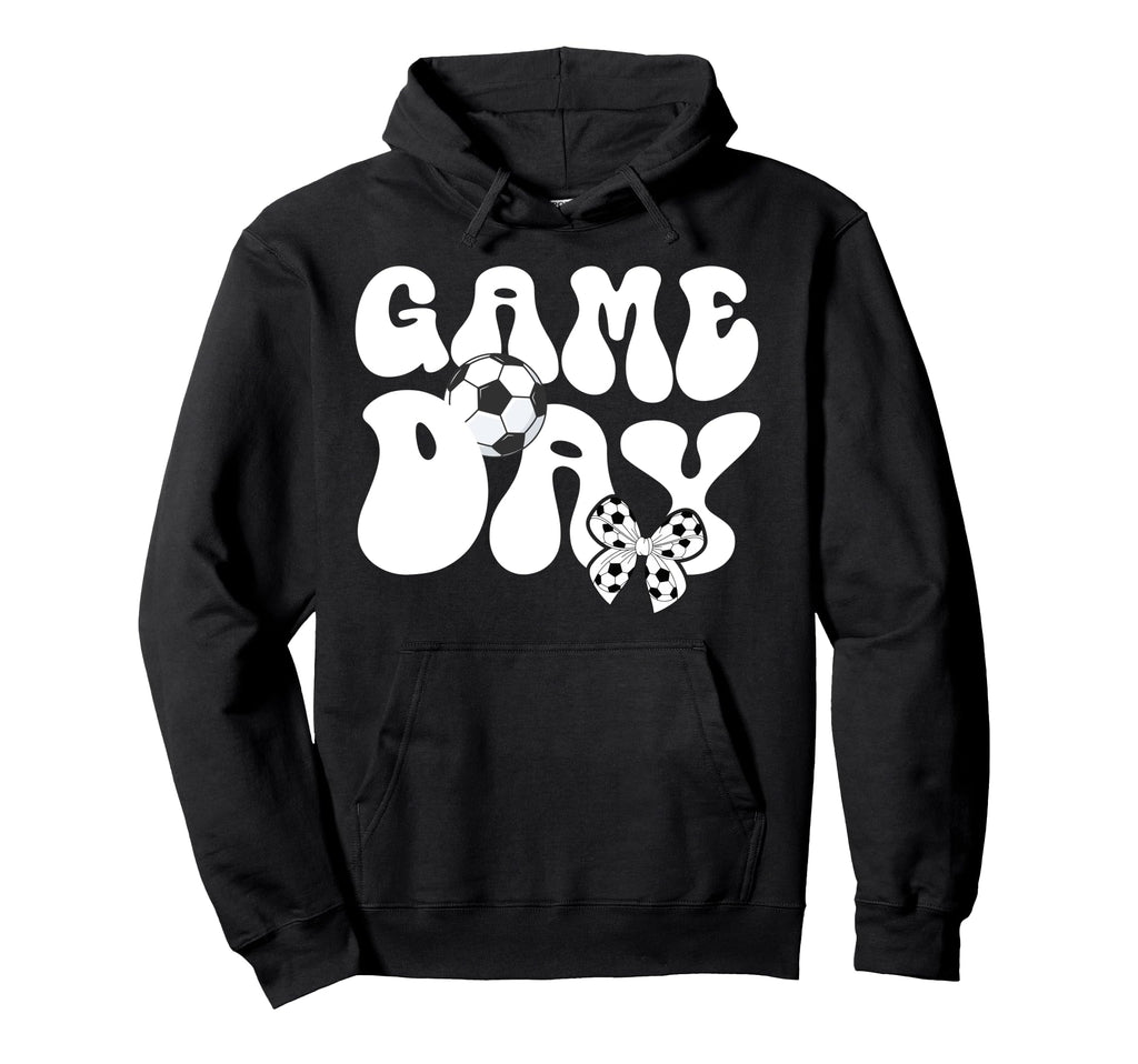Groovy Soccer Game Day Bow Game Day Soccer Hoodie - Graphic Print Men Women - T-Shirt, Sweatshirt, Hoodie