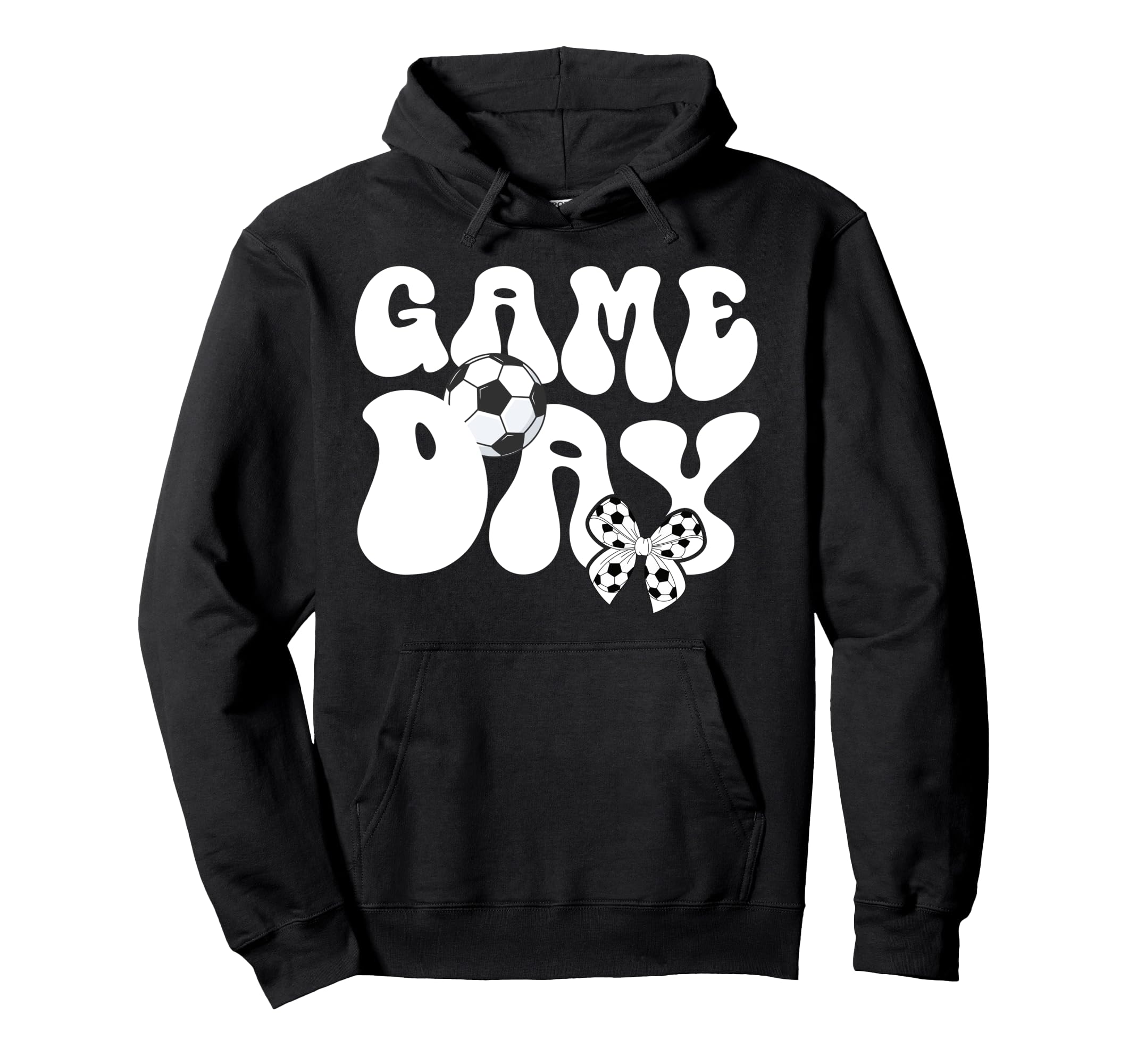 Groovy Soccer Game Day Bow Game Day Soccer Hoodie - Graphic Print Men Women - T-Shirt, Sweatshirt, Hoodie