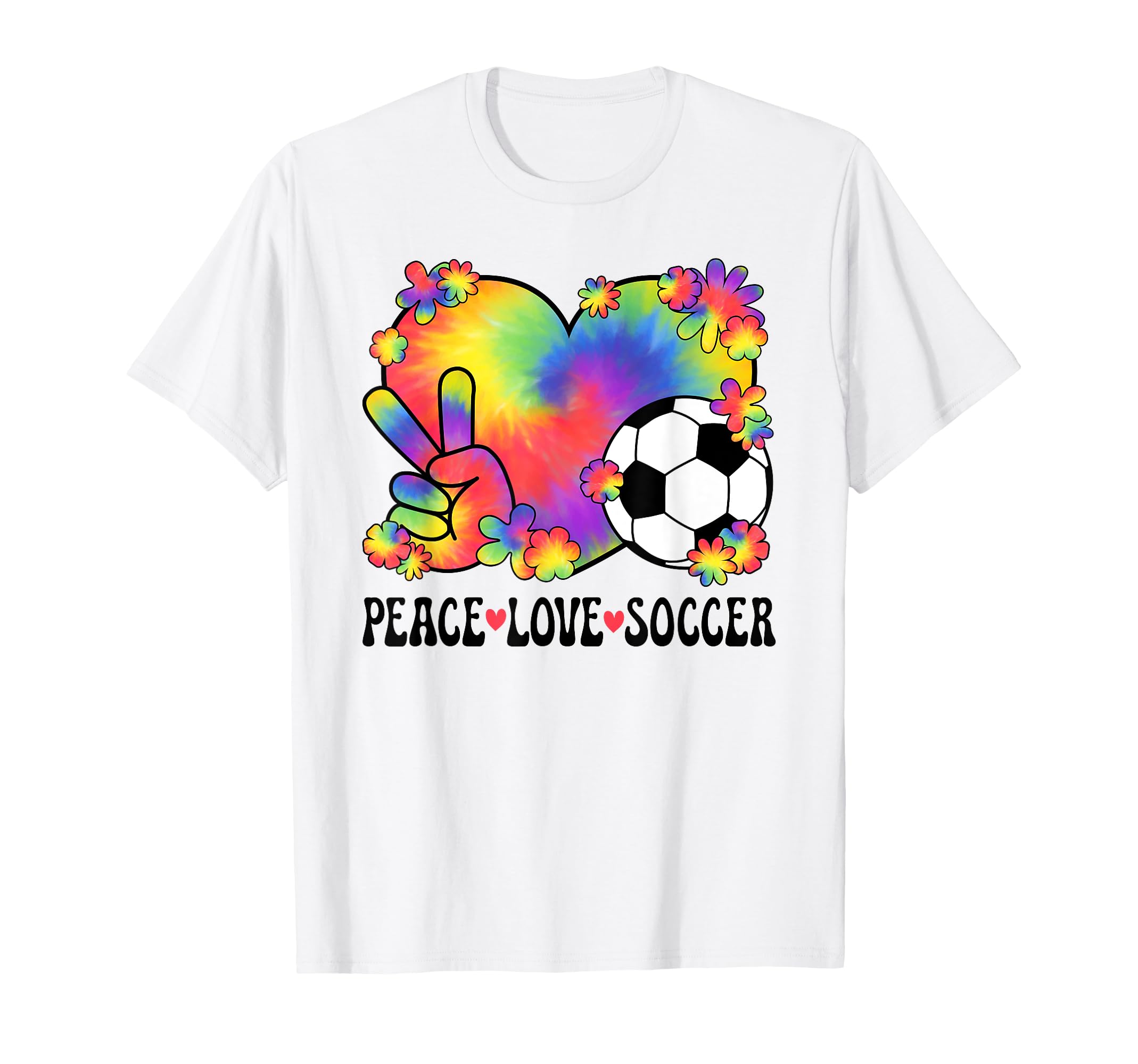 Peace Love Soccer Lover 60S 70S T-Shirt - Fun Novelty Design for Adults - T-Shirt, Sweatshirt, Hoodie