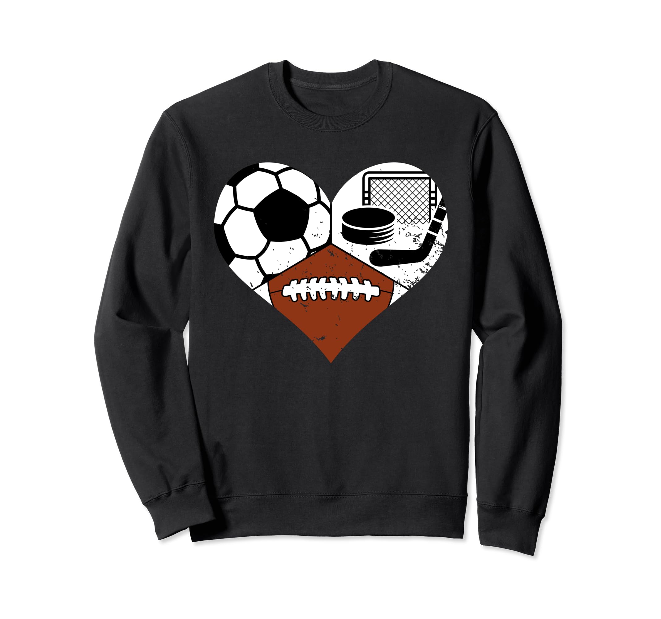 Soccer Football Hockey Heart Funny Sweatshirt - Unique Graphic Unisex - T-Shirt, Sweatshirt, Hoodie