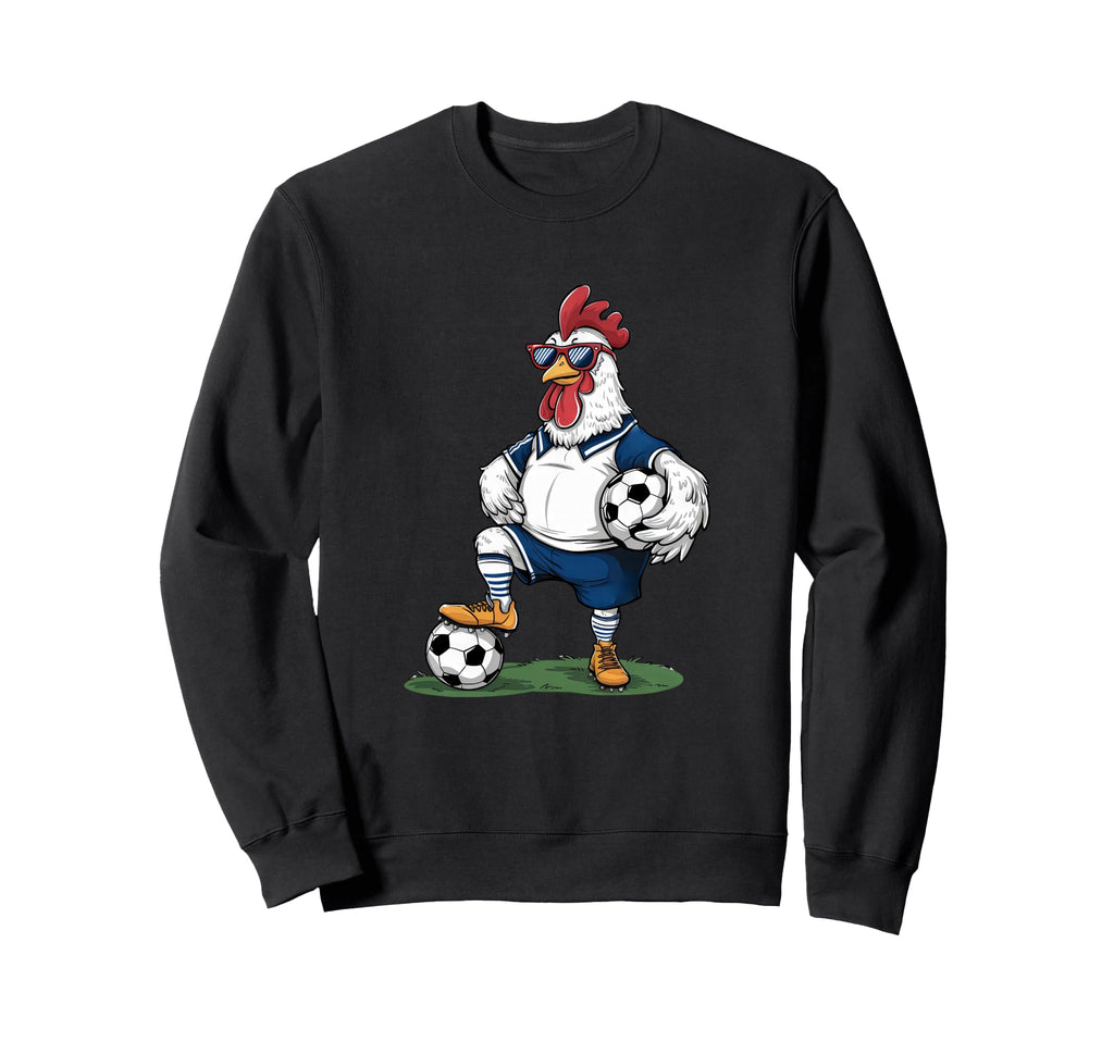 Funny Soccer Chicken Cartoon Sweatshirt - Minimalist Print for Adults - T-Shirt, Sweatshirt, Hoodie