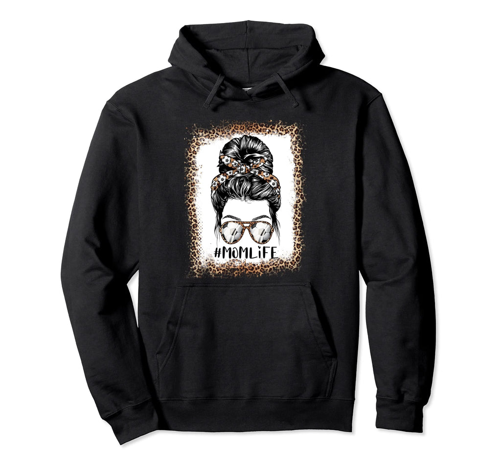 Messy Bun Soccer Mom Leopard Family Hoodie - Streetwear Style for Adults - T-Shirt, Sweatshirt, Hoodie