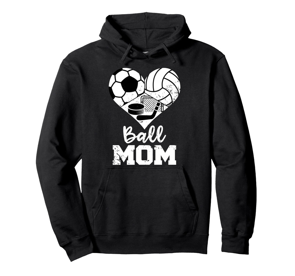 Ball Mom Funny Soccer Volleyball Hoodie - Minimalist Print Men Women - T-Shirt, Sweatshirt, Hoodie
