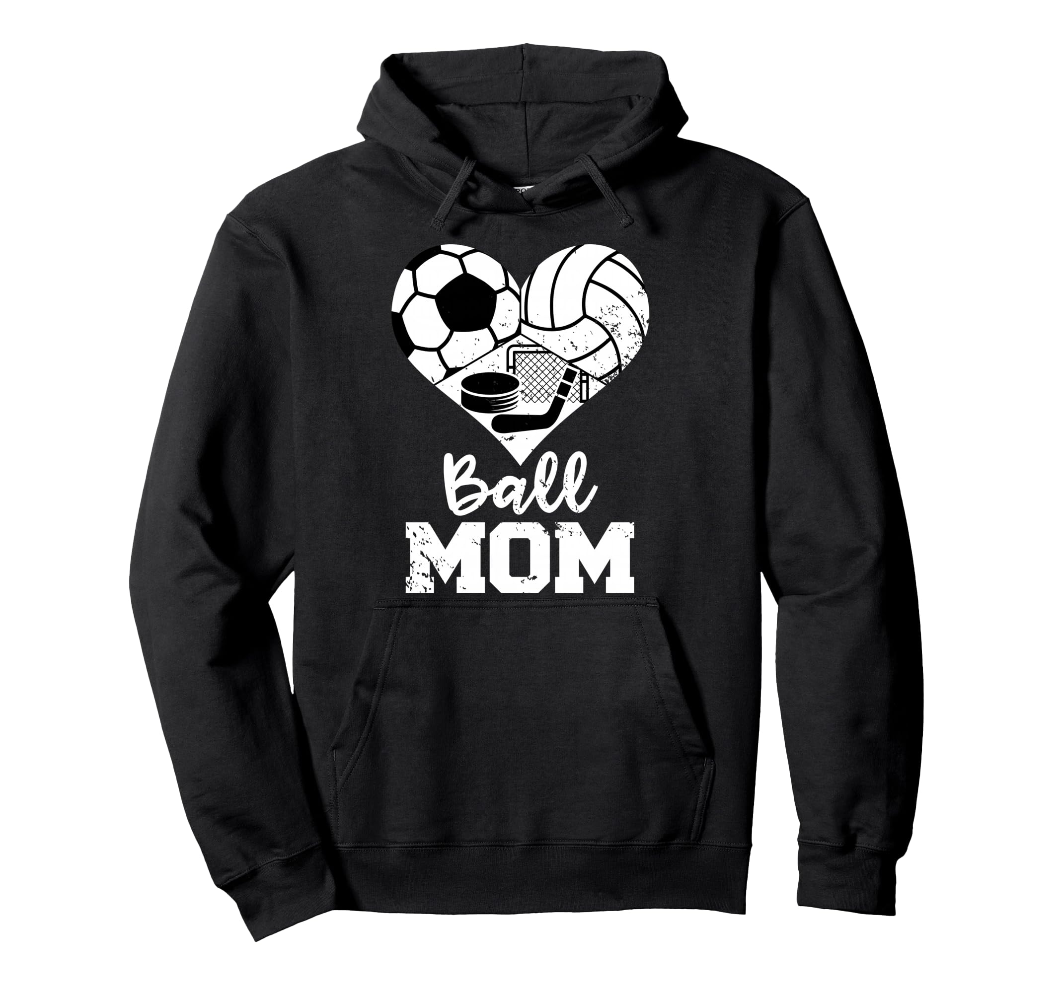 Ball Mom Funny Soccer Volleyball Hoodie - Minimalist Print Men Women - T-Shirt, Sweatshirt, Hoodie