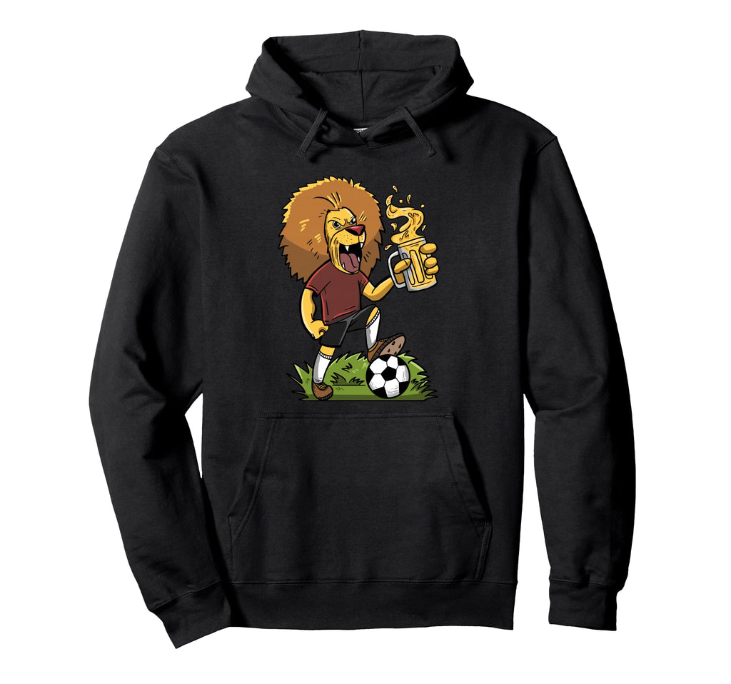 Lion Beer Soccer Funny King Jungle Football Hoodie - Unique Graphic Unisex - T-Shirt, Sweatshirt, Hoodie
