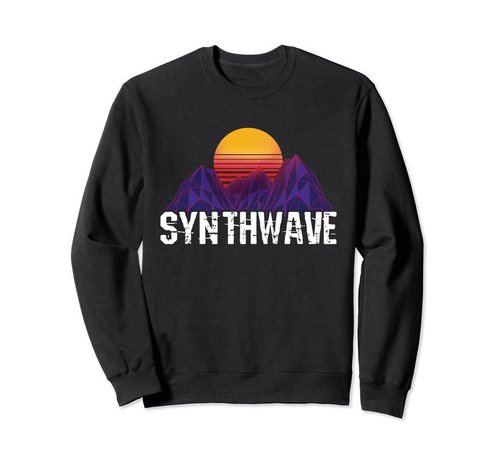 Synthwave Sunset Over Mountains Sweatshirt - Trendy Graphic for Adults - T-Shirt, Sweatshirt, Hoodie