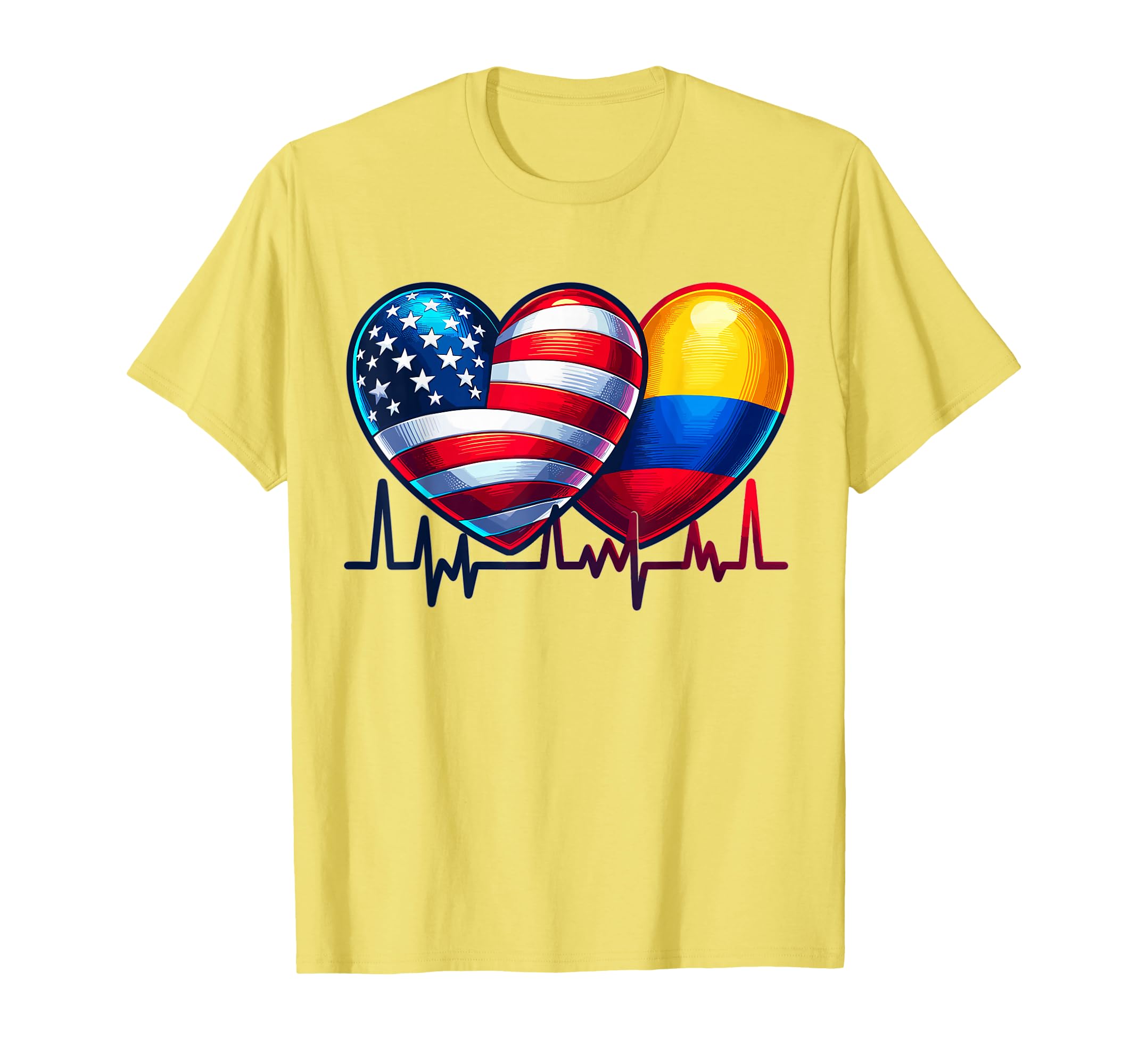 Usa Colombia Heartbeat America T-Shirt - Custom Art Print Men Women - T-Shirt, Sweatshirt, Hoodie