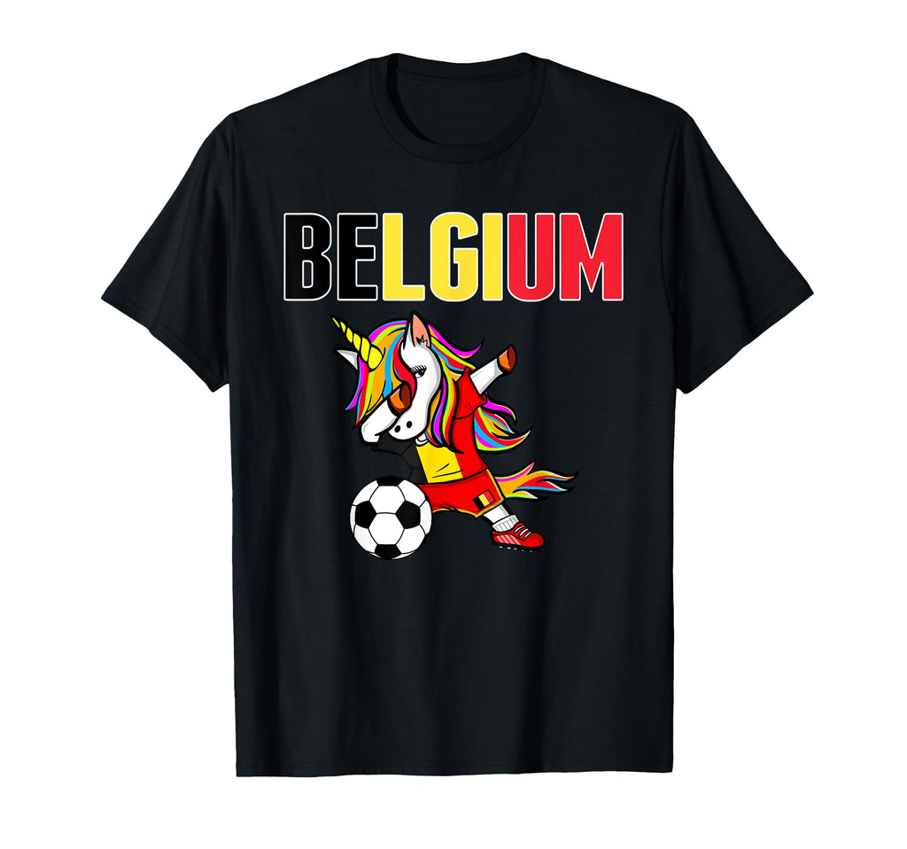 Dabbing Unicorn Belgium Soccer T-Shirt - Fun Novelty Design for Adults - T-Shirt, Sweatshirt, Hoodie