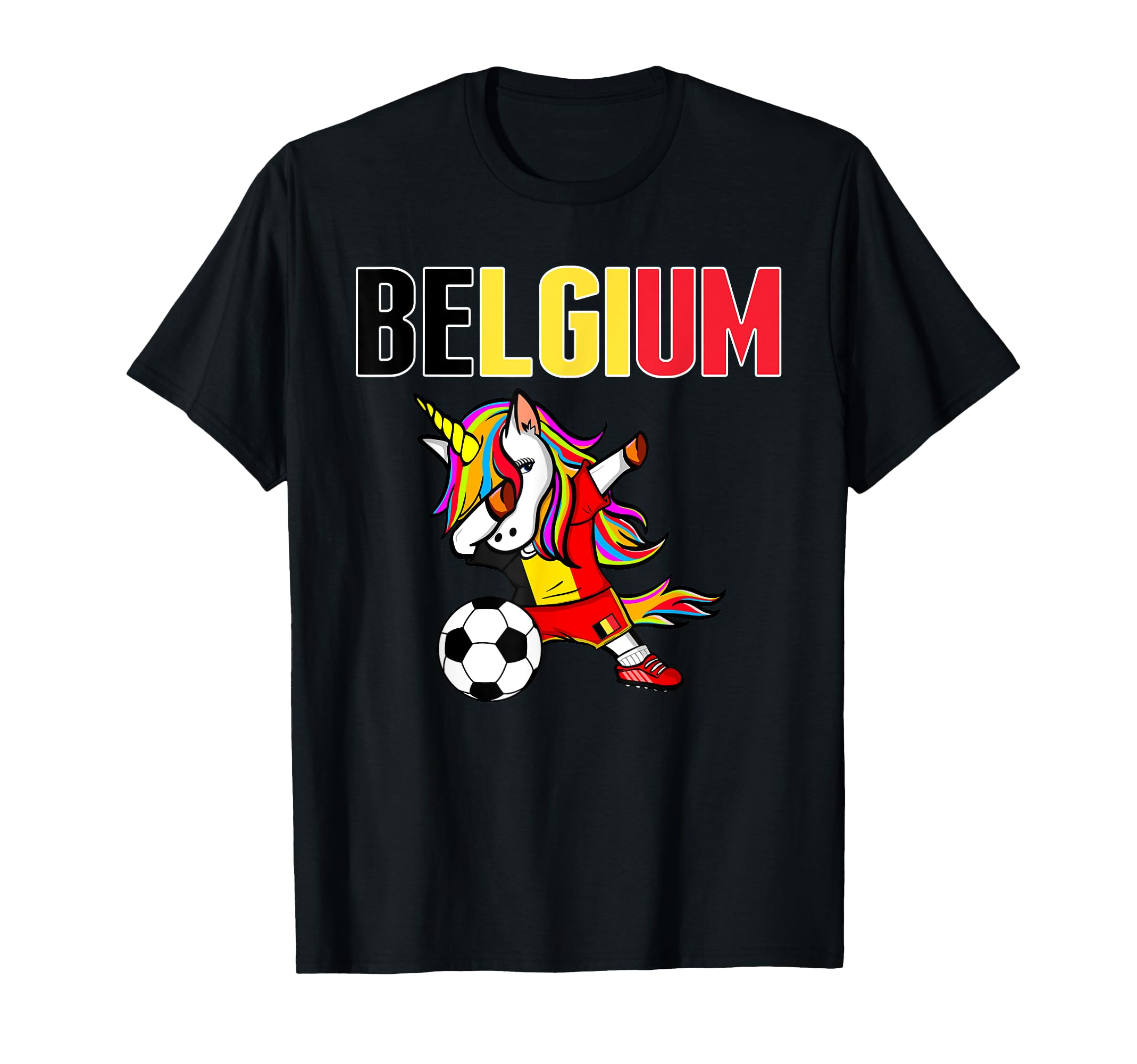 Dabbing Unicorn Belgium Soccer T-Shirt - Fun Novelty Design for Adults - T-Shirt, Sweatshirt, Hoodie