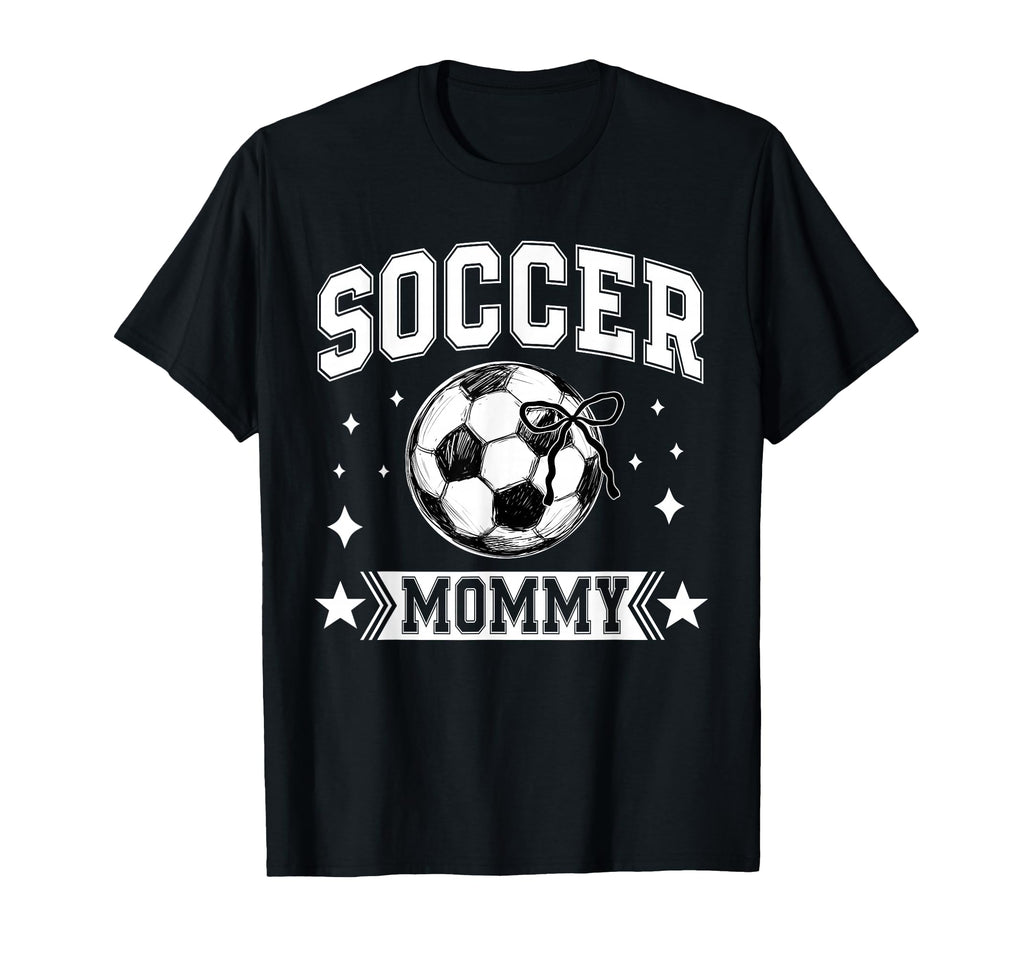 Coquette Bow Soccer Mommy Soccer Team Sport T-Shirt - Graphic Print Unisex - T-Shirt, Sweatshirt, Hoodie