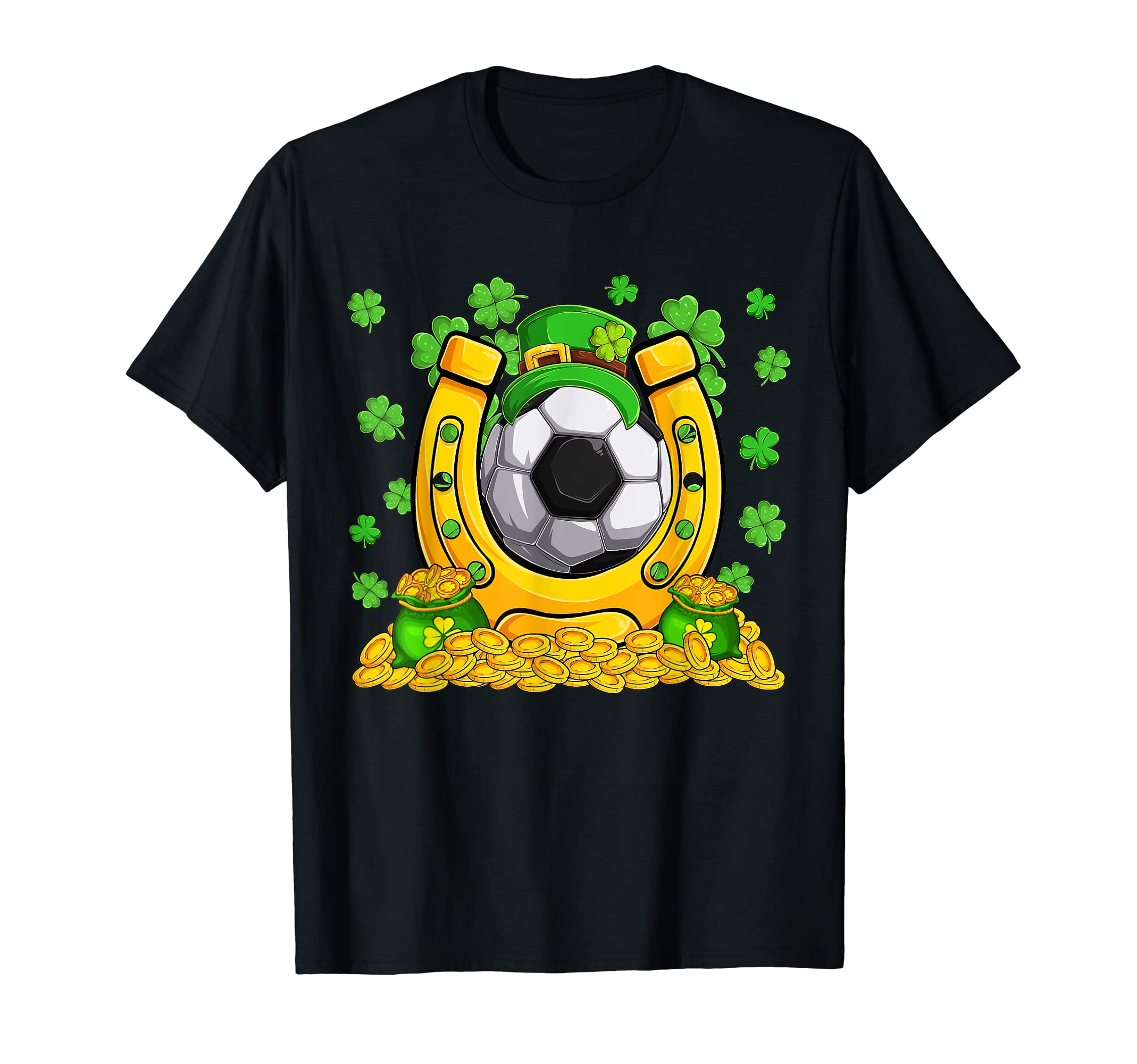 St Patricks Day Soccer Ball Clovers T-Shirt - Minimalist Print Men Women - T-Shirt, Sweatshirt, Hoodie
