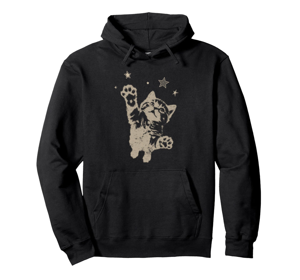 Y2K Cat Jumping Stars 90S 2000S Hoodie - Minimalist Print for Adults - T-Shirt, Sweatshirt, Hoodie