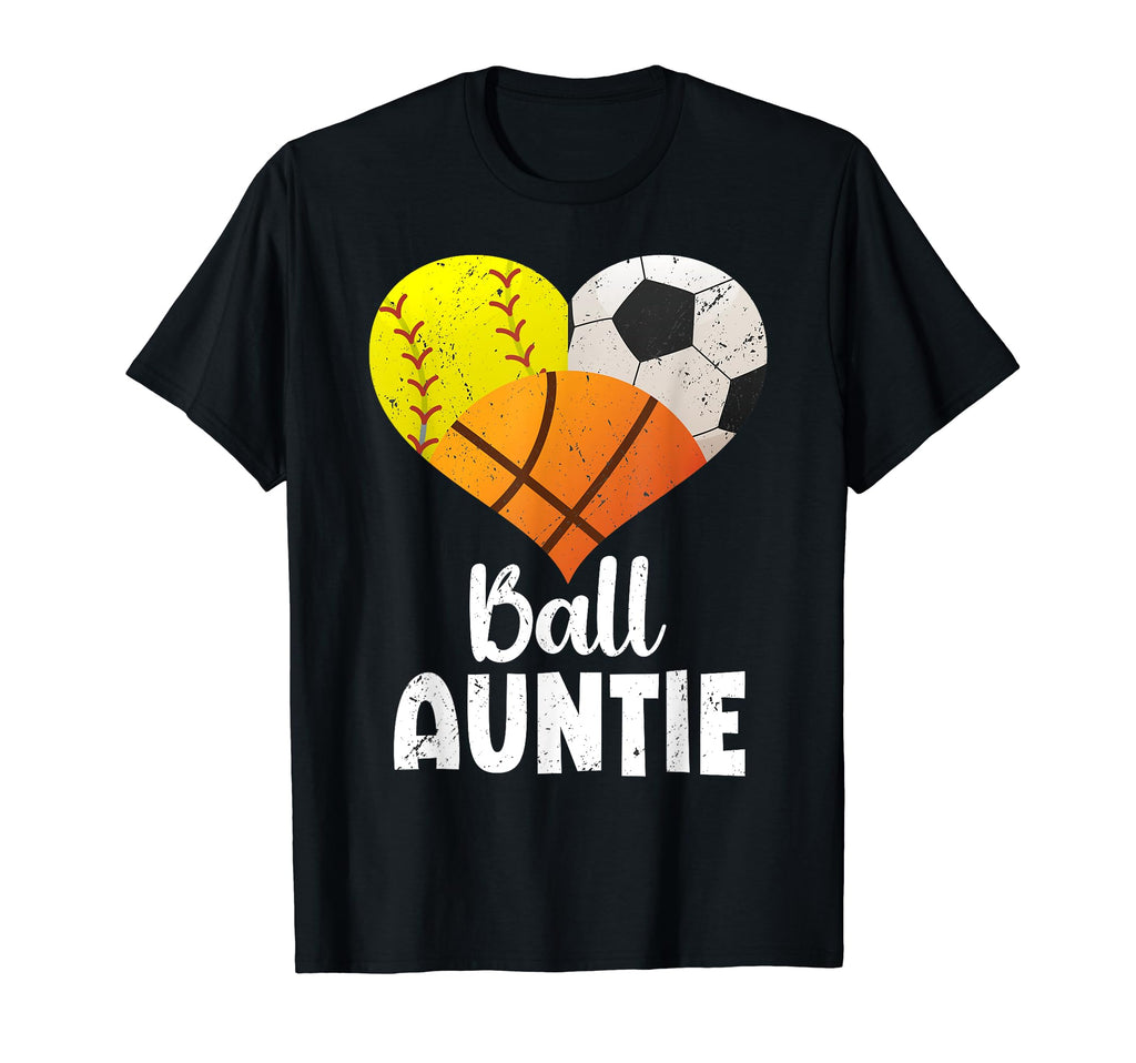 Ball Auntie Heart Softball Soccer T-Shirt - Minimalist Print for Adults - T-Shirt, Sweatshirt, Hoodie