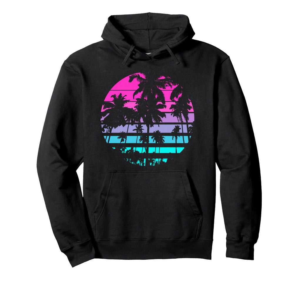 Eighties 80S 90S Beach Palm Trees Hoodie - Custom Art Print Unisex - T-Shirt, Sweatshirt, Hoodie