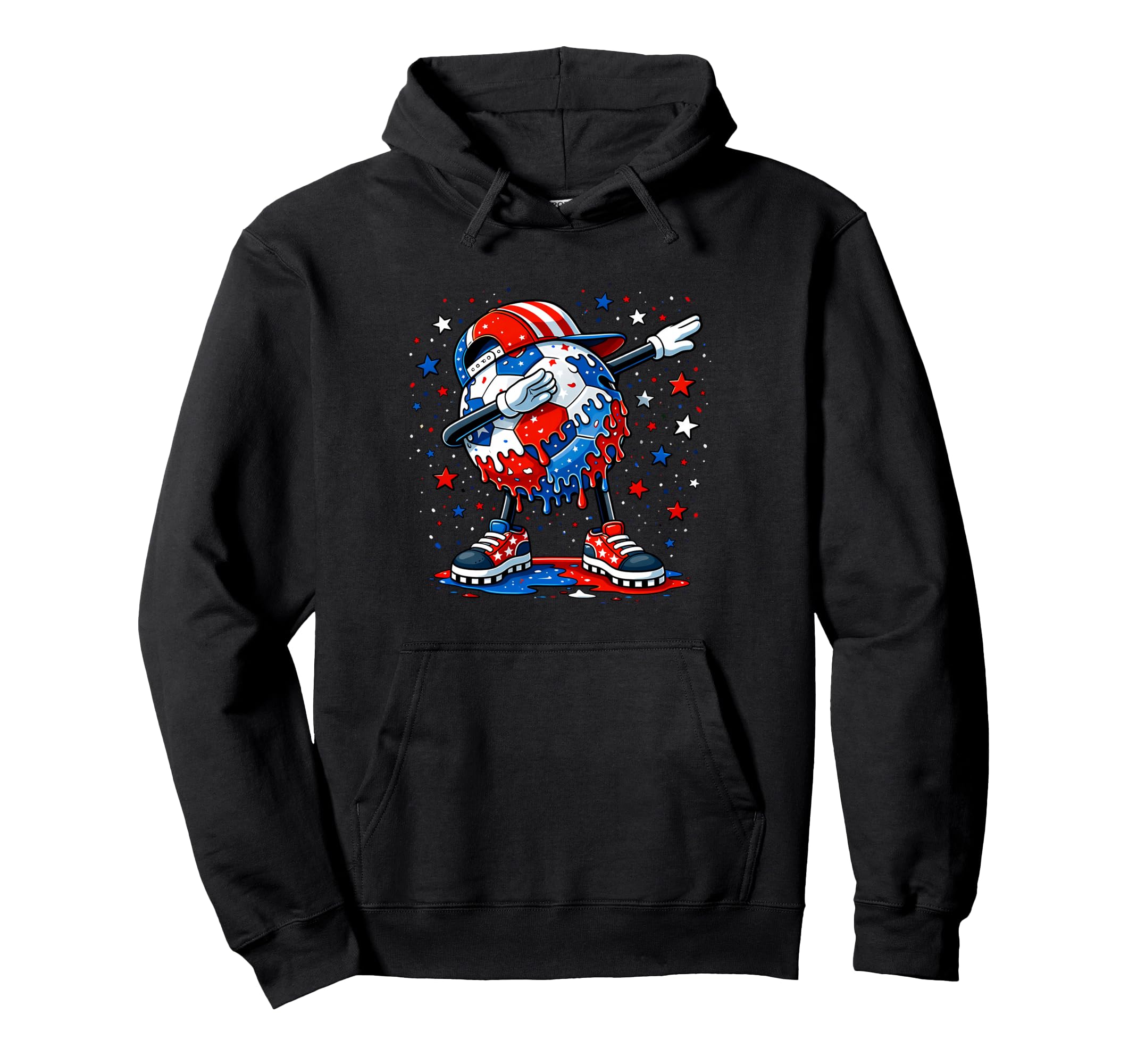 Soccer Ball Dabbing Usa Flag 250 Hoodie - Fun Novelty Design for Adults - T-Shirt, Sweatshirt, Hoodie