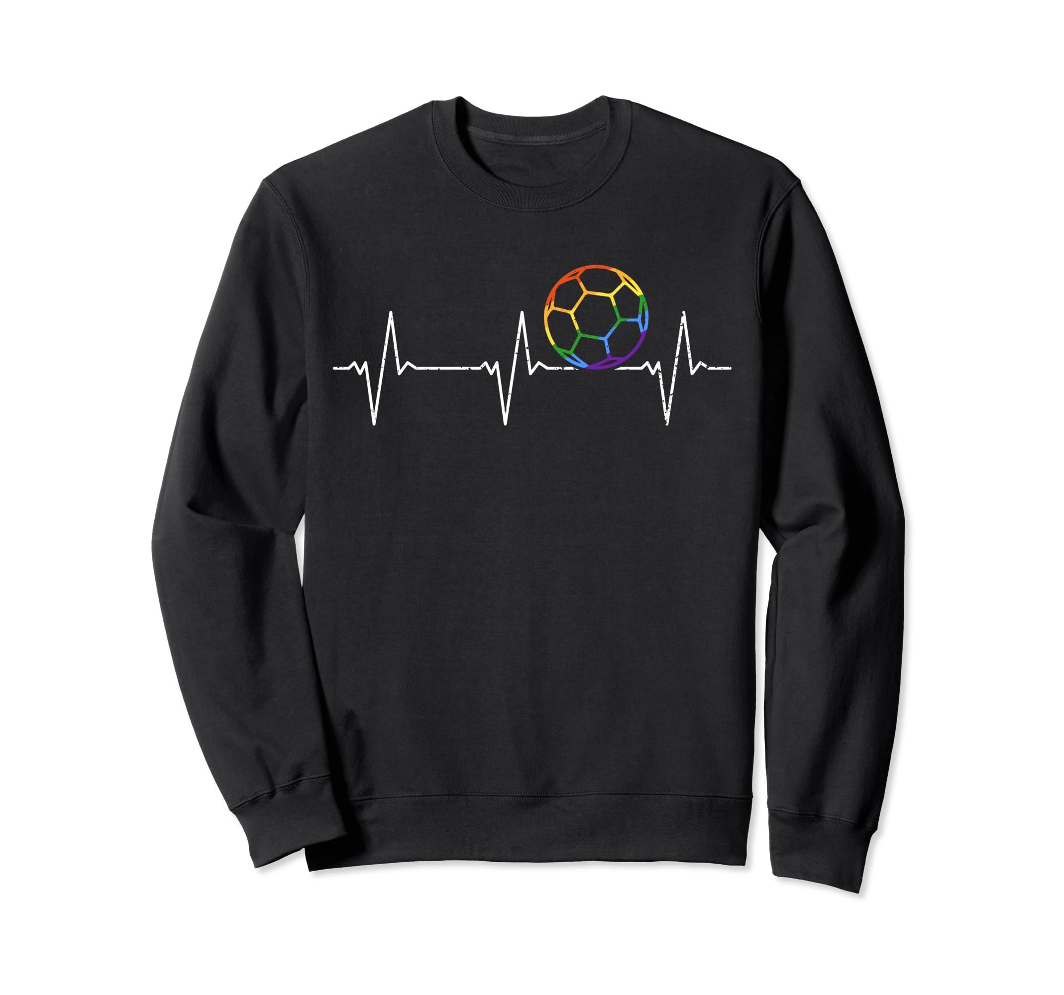 I Love Soccer Heartbeat Rainbow Sweatshirt - Custom Art Print for Adults - T-Shirt, Sweatshirt, Hoodie