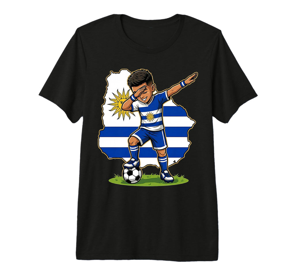 Uruguay Soccer Dab Flag Tri Blend T-Shirt - Trendy Graphic Unisex - T-Shirt, Sweatshirt, Hoodie