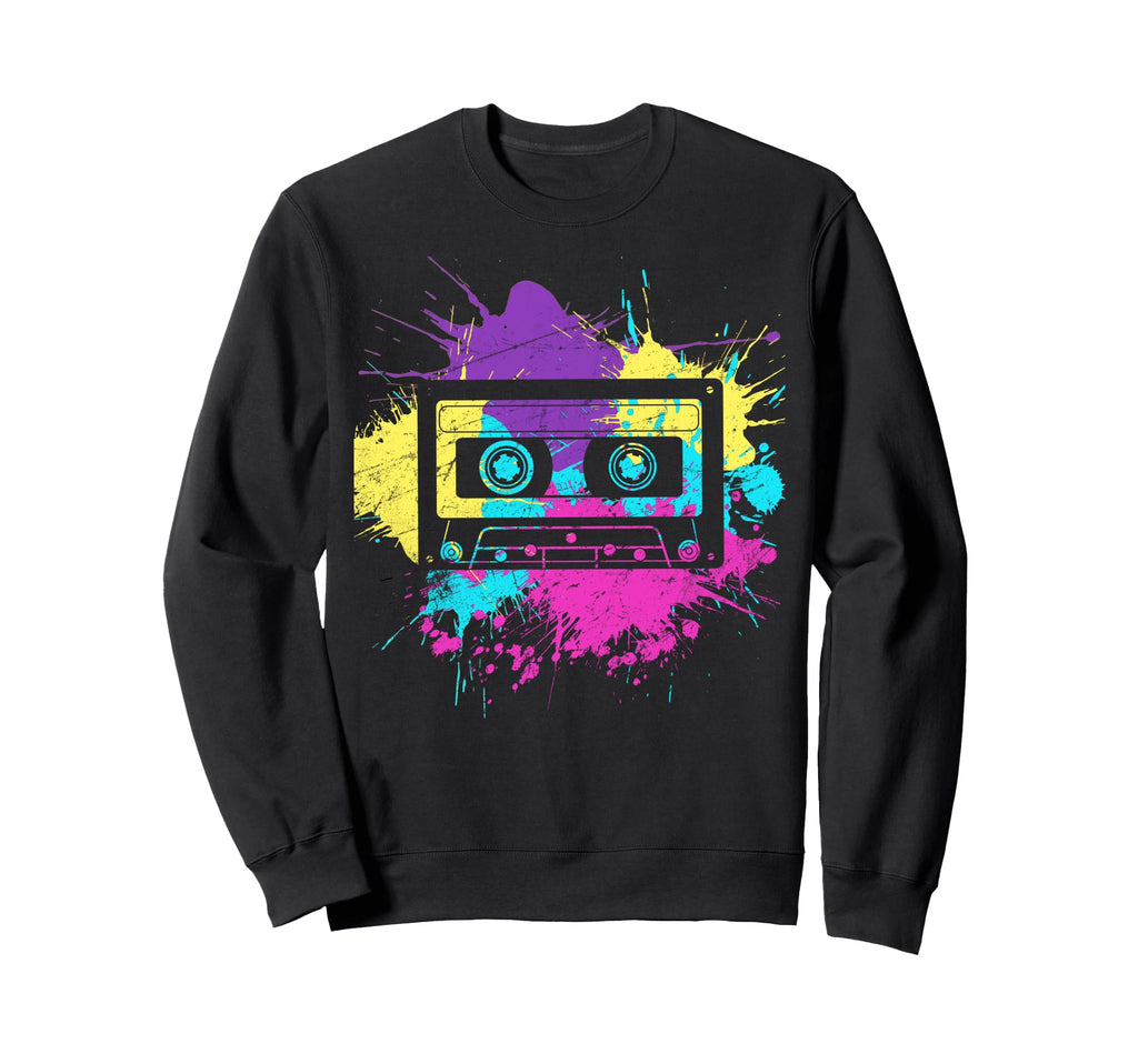 80S 90S Cassette Tape Paint Splash Sweatshirt - Minimalist Print Men Women - T-Shirt, Sweatshirt, Hoodie