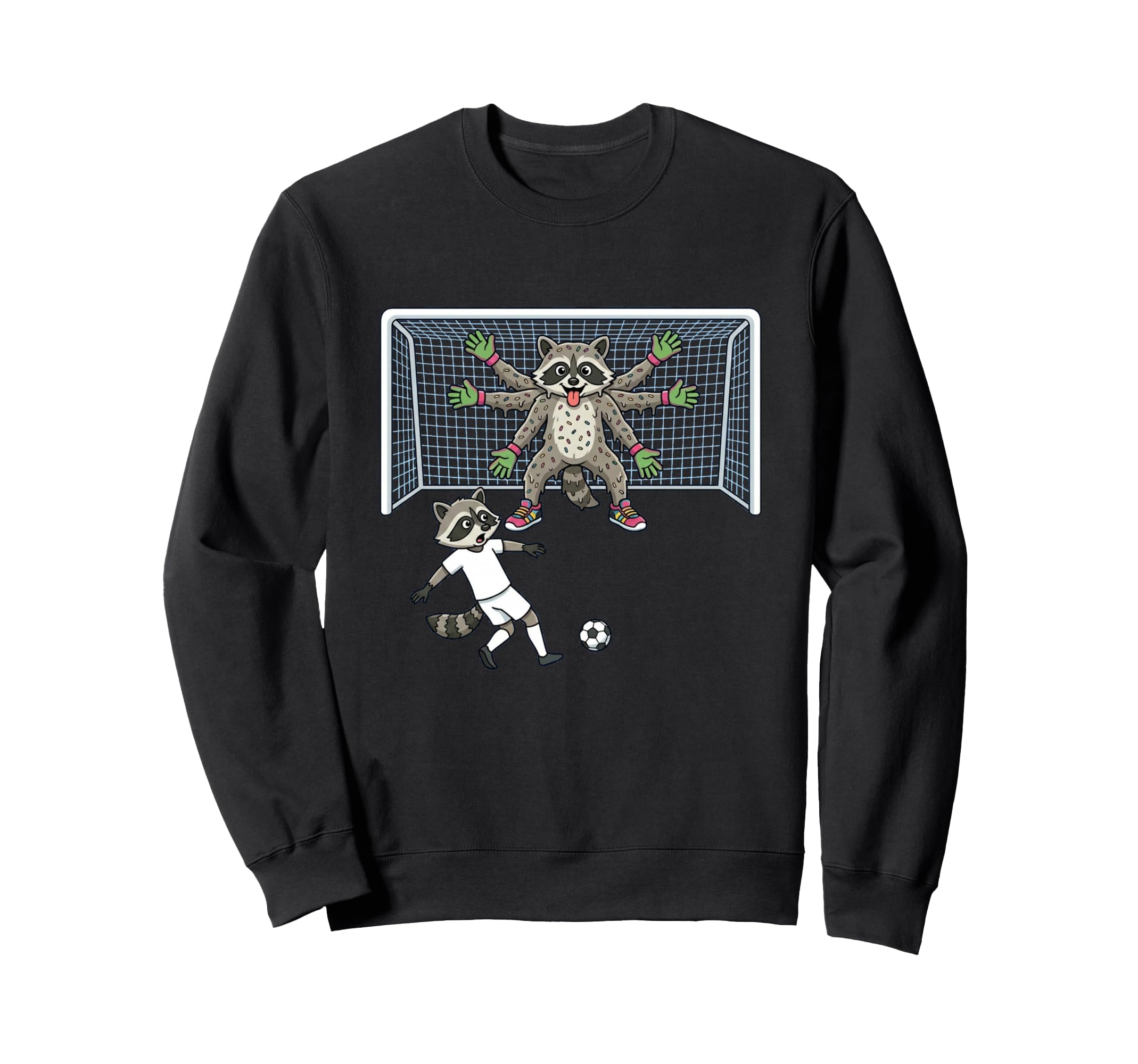 Goalie Raccoon Soccer Multi Sweatshirt - Casual Everyday Wear Men Women - T-Shirt, Sweatshirt, Hoodie
