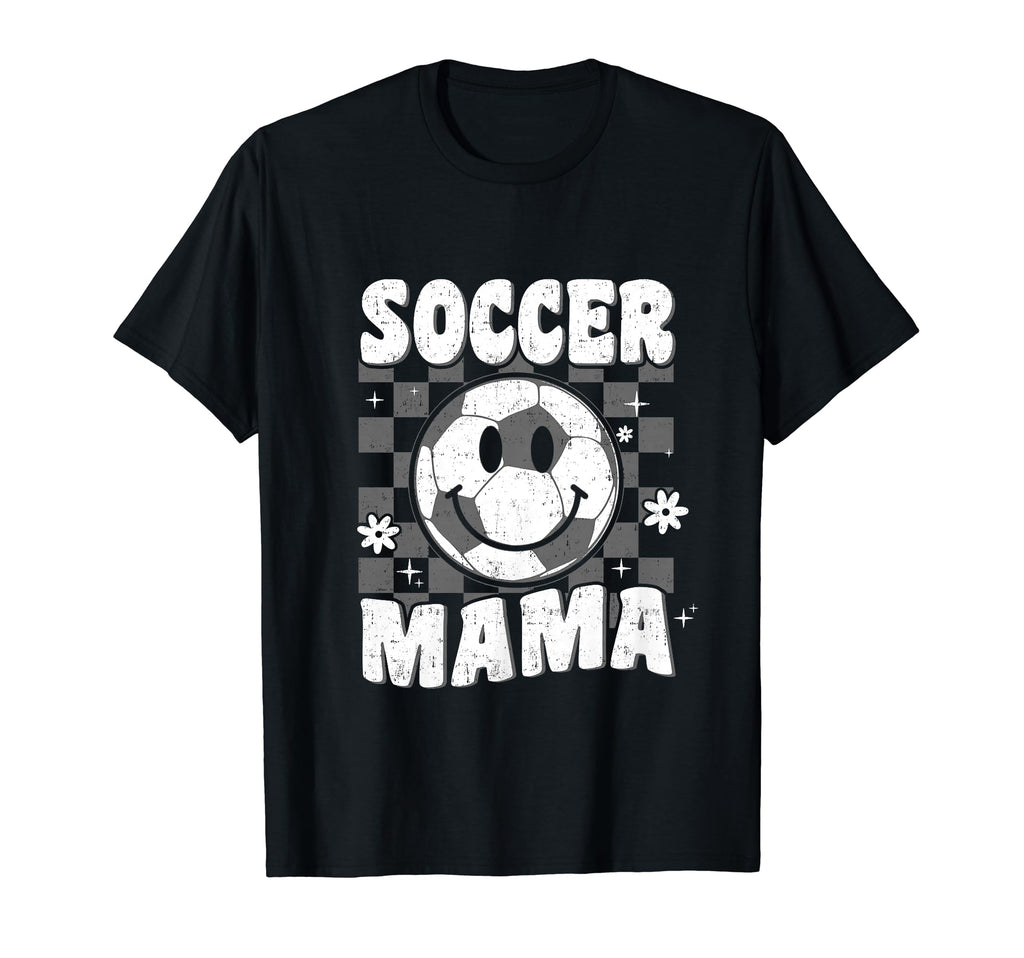 Groovy Checkered Soccer Mama Soccer T-Shirt - Novelty Apparel for Adults - T-Shirt, Sweatshirt, Hoodie