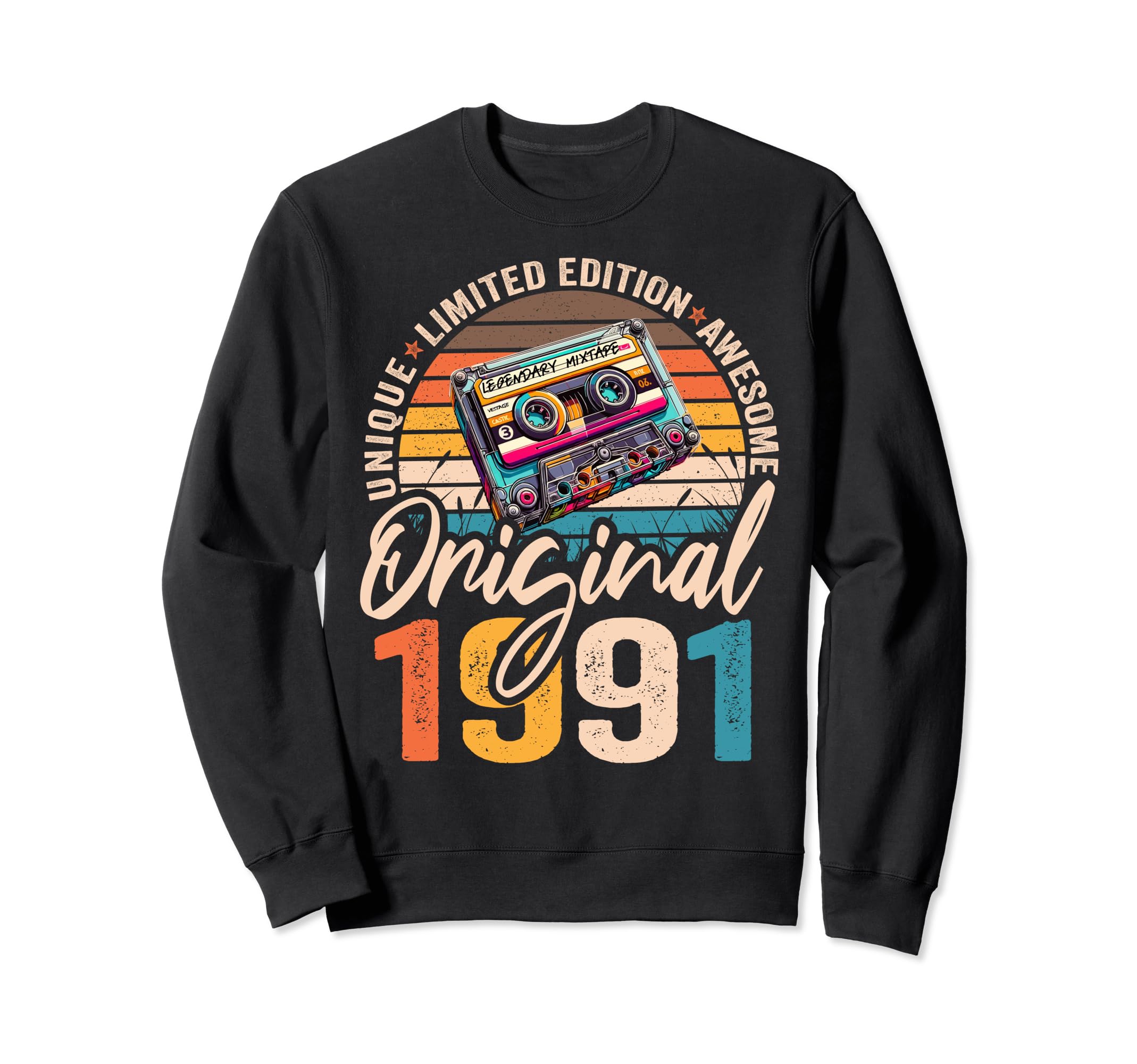 1991 33Rd Birthday Cassette Tape Sweatshirt - Aesthetic Graphic for Adults - T-Shirt, Sweatshirt, Hoodie