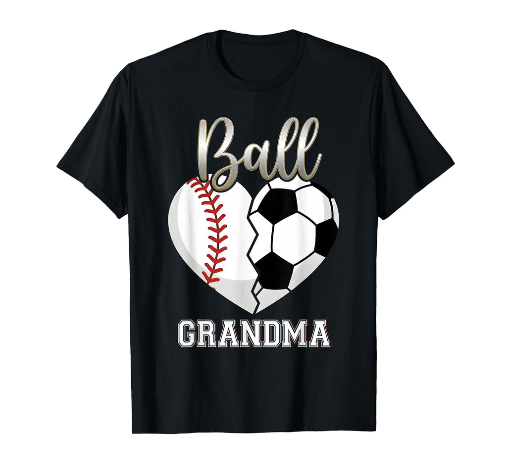 Ball Grandma Baseball Soccer Heart T-Shirt - Minimalist Print for Adults - T-Shirt, Sweatshirt, Hoodie