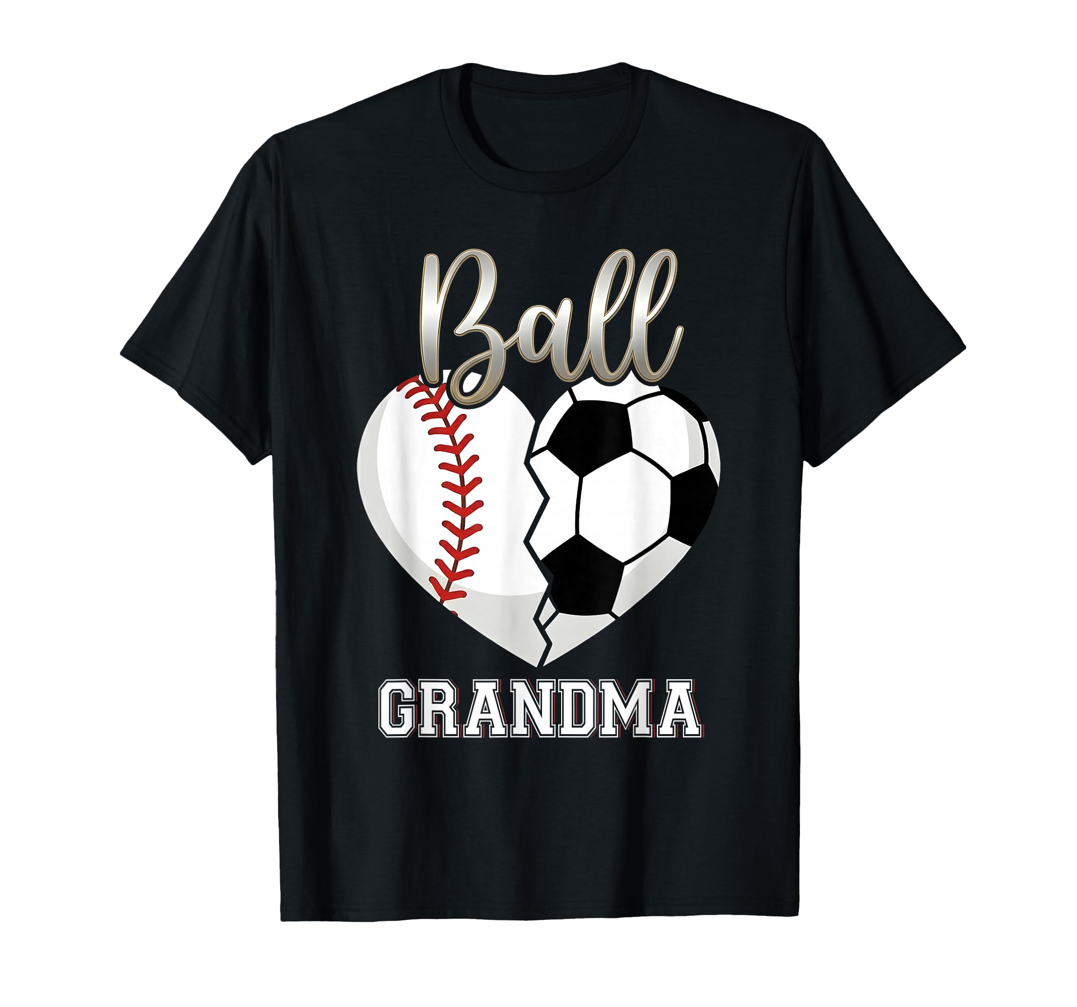 Ball Grandma Baseball Soccer Heart T-Shirt - Minimalist Print for Adults - T-Shirt, Sweatshirt, Hoodie