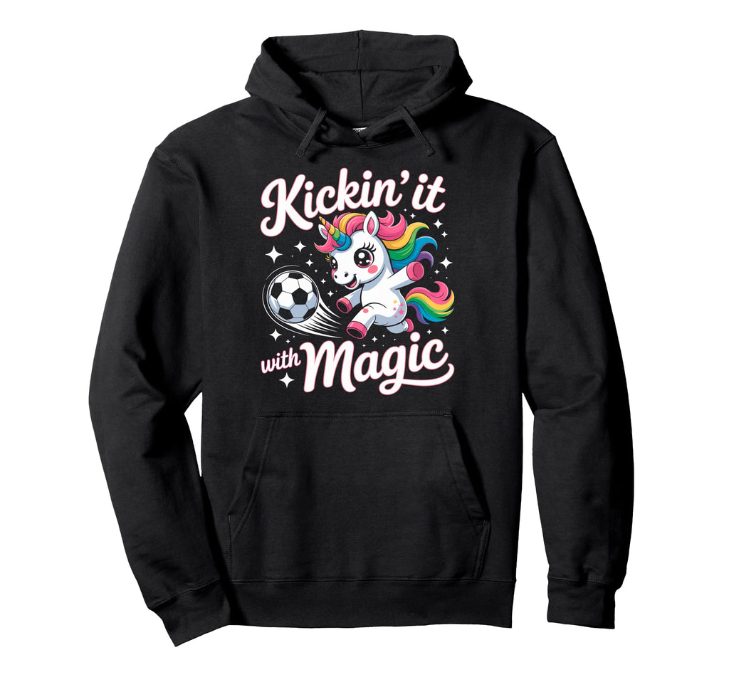 Unicorn Soccer Goalie Player Kickin Hoodie - Fun Novelty Design for Adults - T-Shirt, Sweatshirt, Hoodie